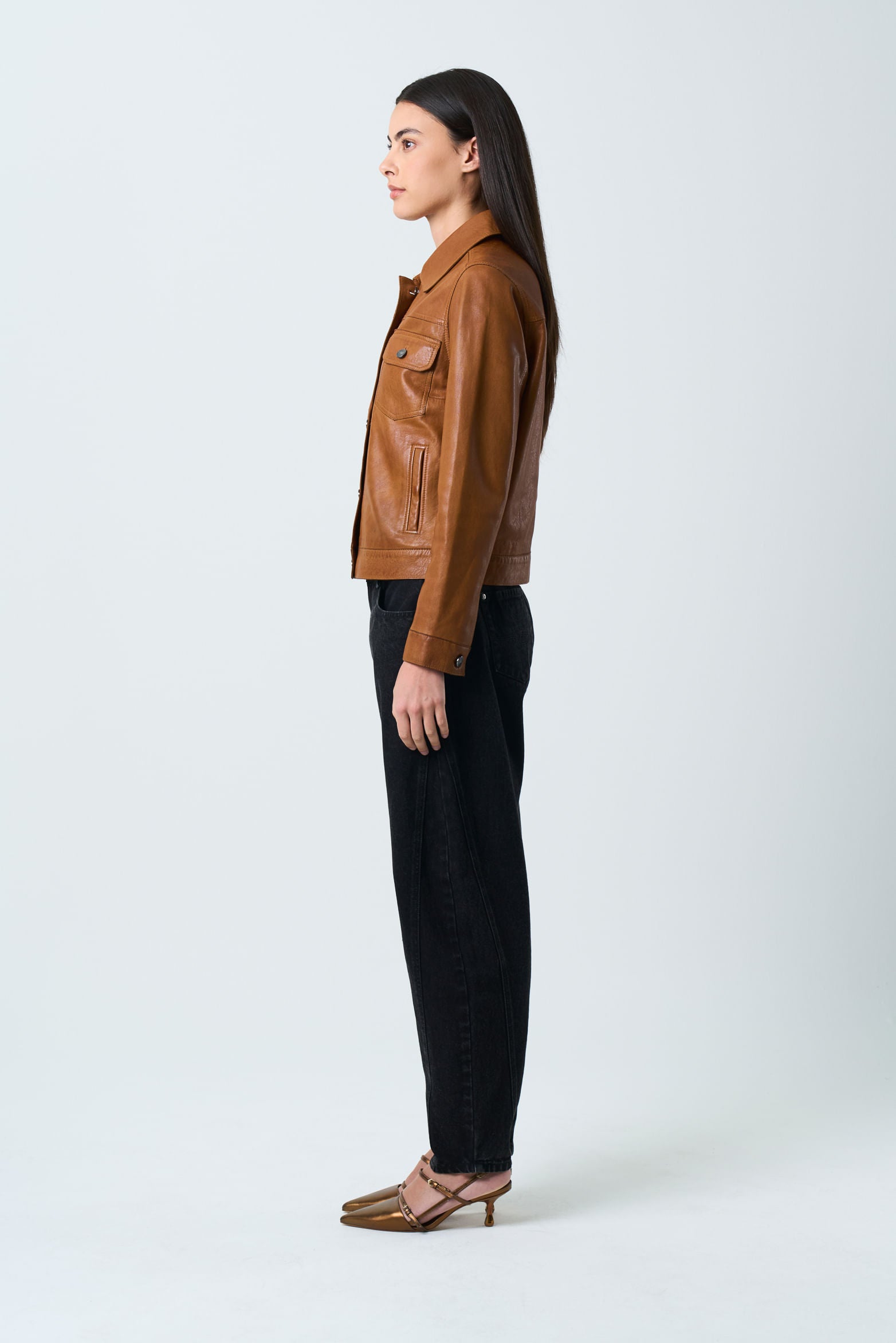 Women’s Kalahari Leather Jacket Trucker Silhouette