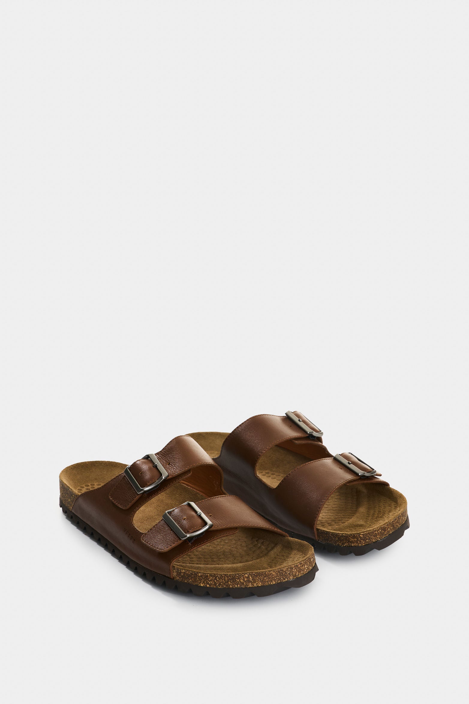 Men’s Elia Flat Leather Sandal Double Buckle
