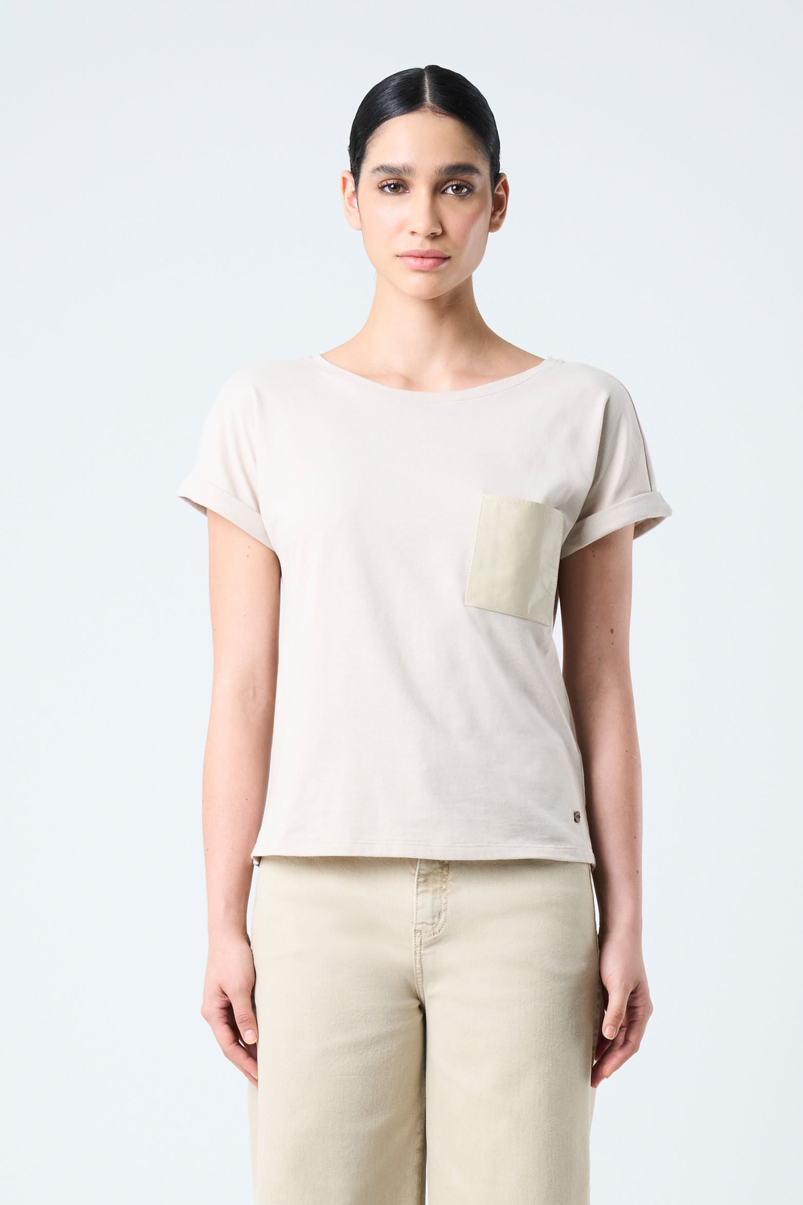 Short Sleeve T Shirt Leather Pocket