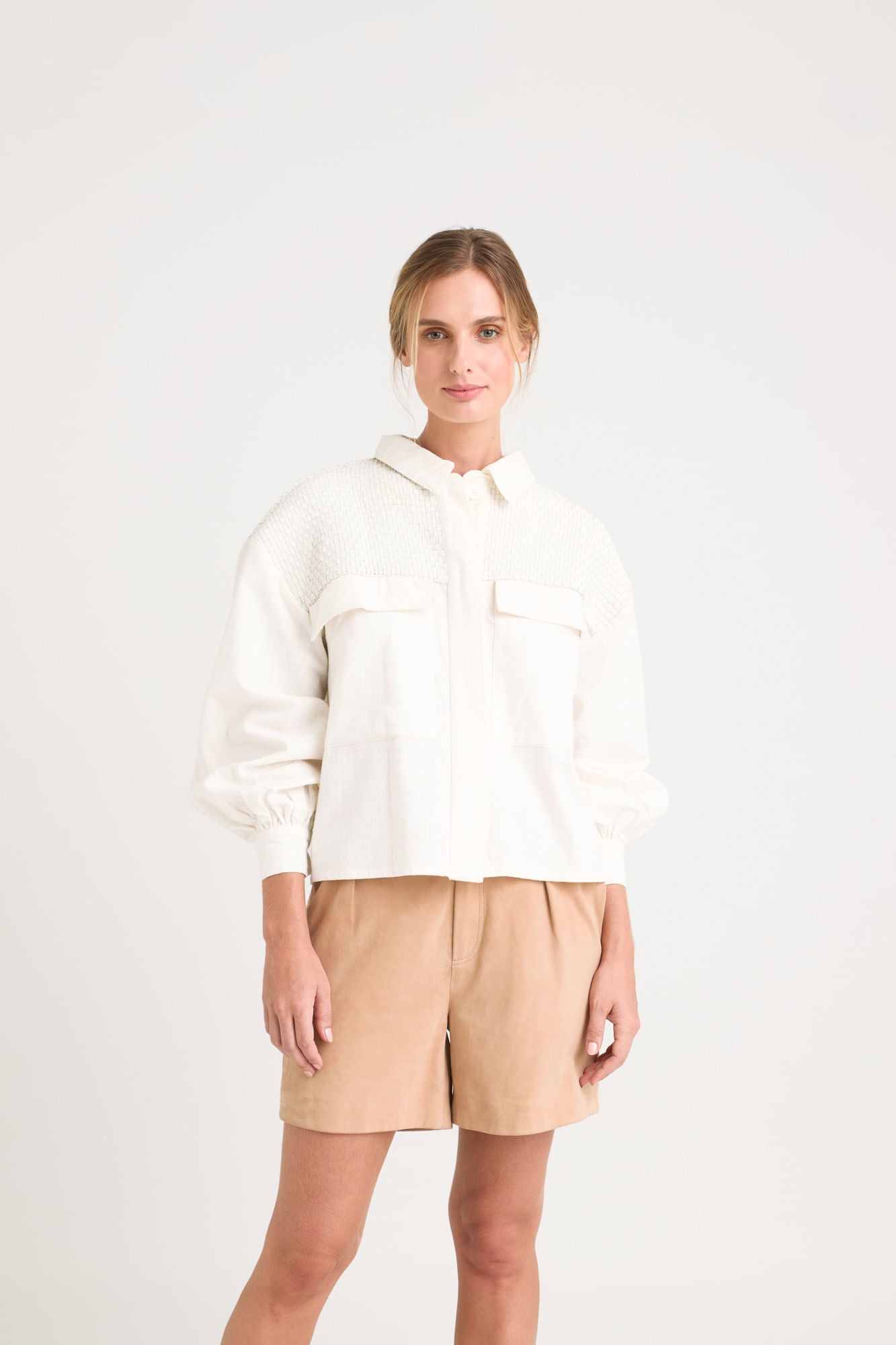 Oversized Iris Linen Jacket for Women with Knitted Cuffs