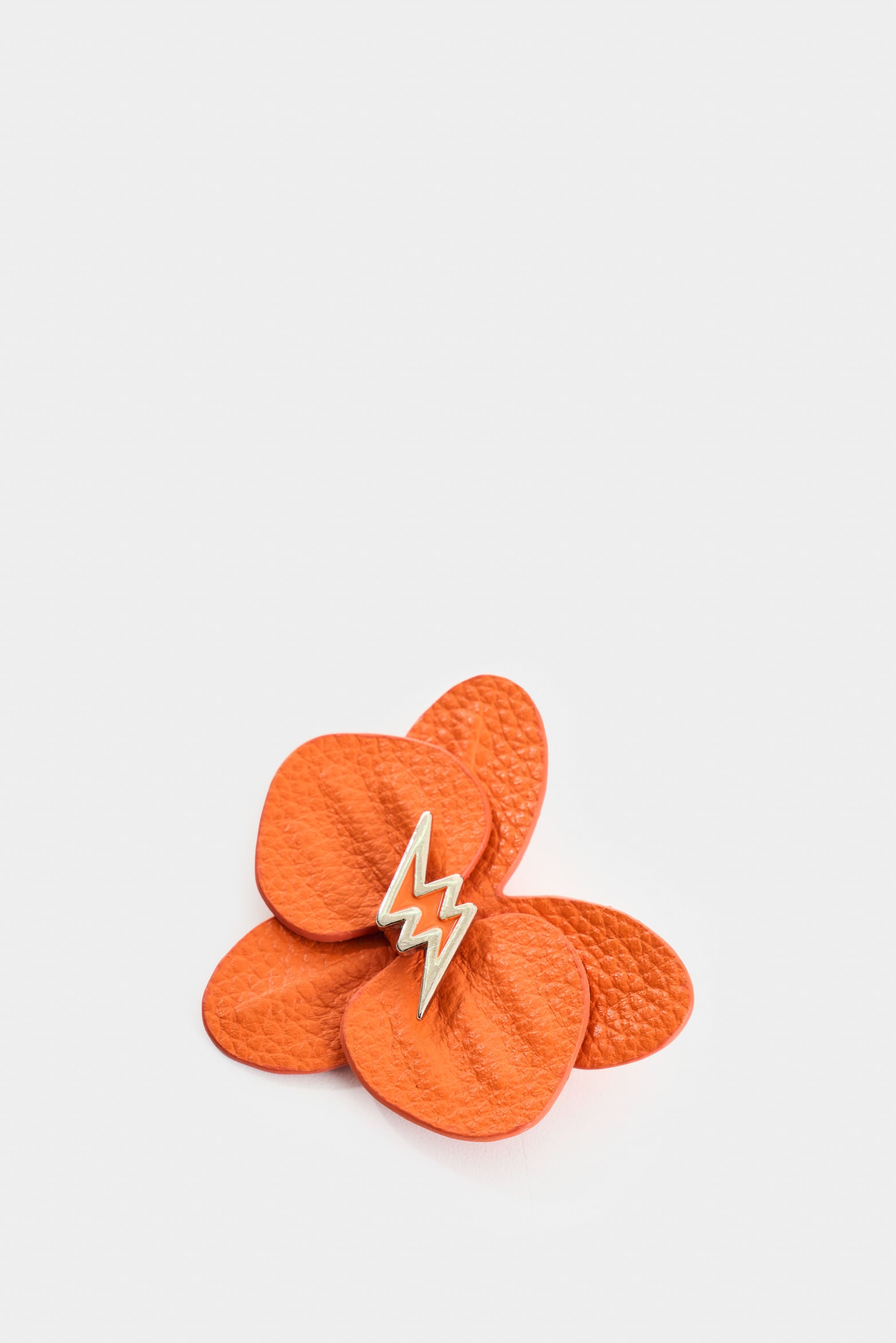 Small leather orchid brooch for women
