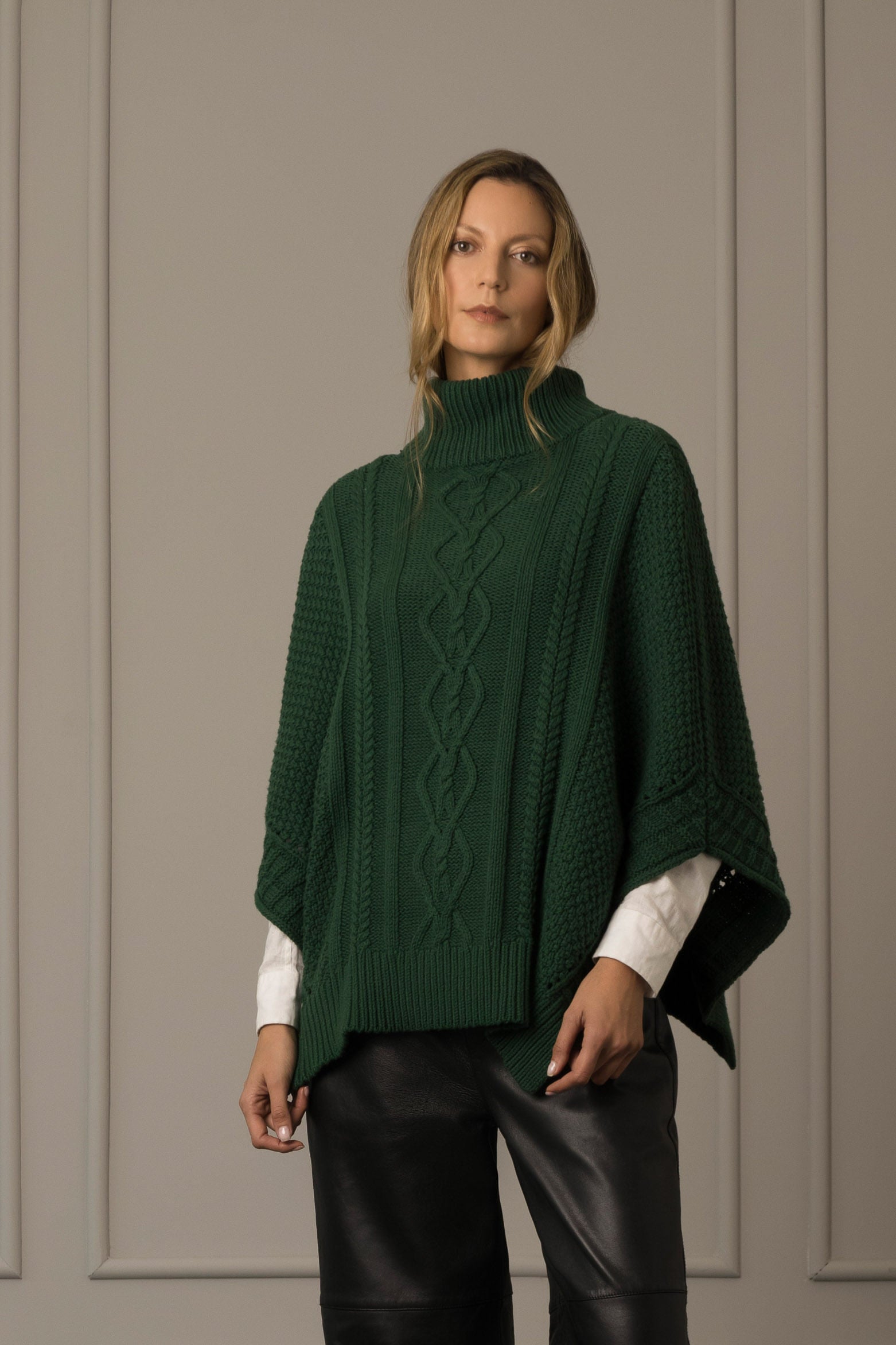 Women’s Dubai Knit Poncho with Turtleneck