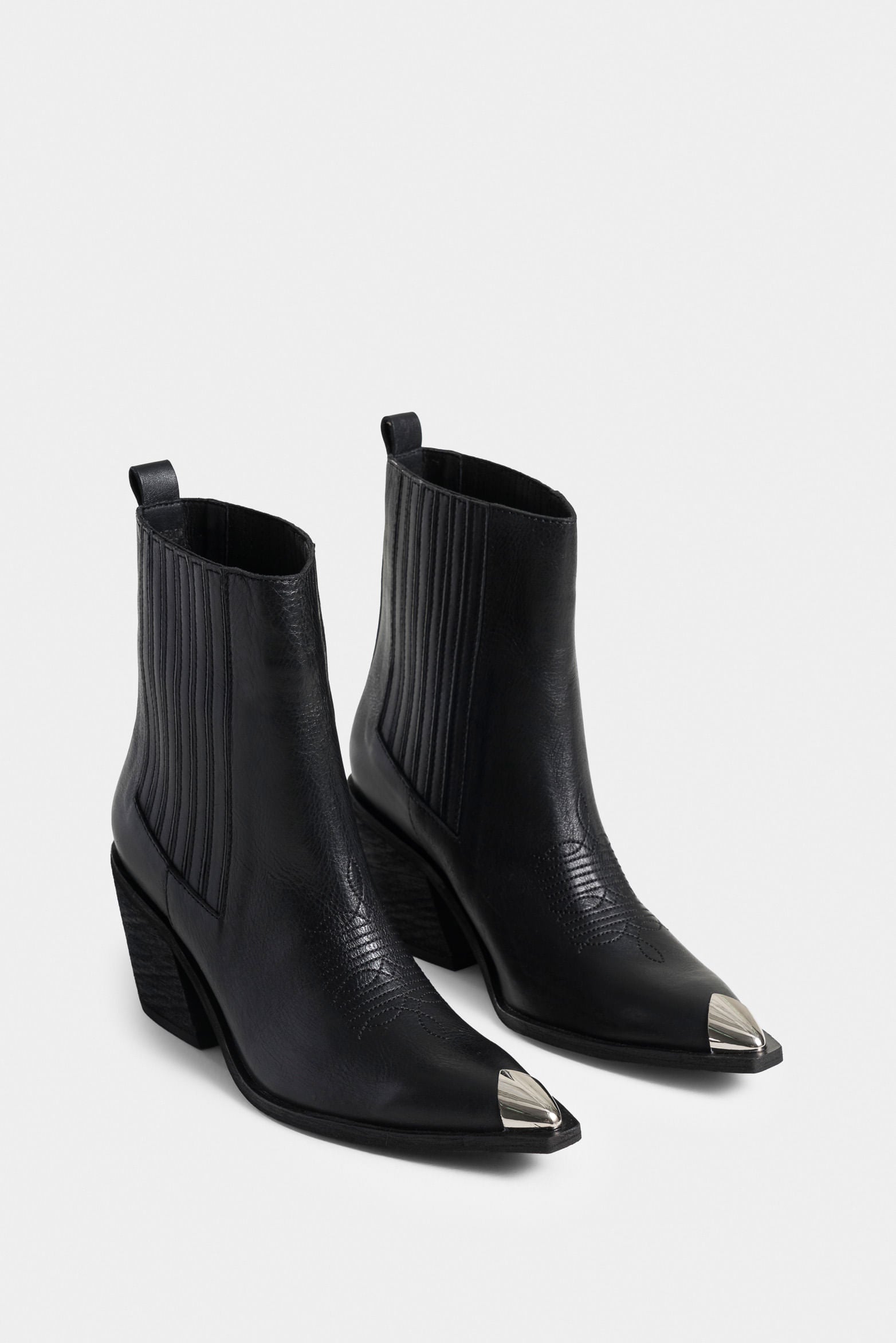 Calas Leather Ankle Boots for Women with Embroidered Upper