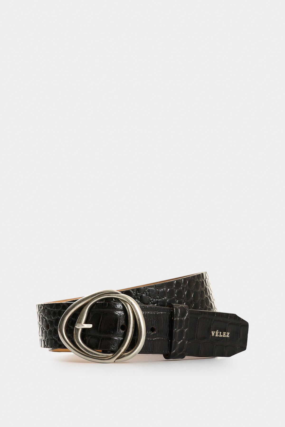 Women's Terral Single-Sided Croc-Embossed Leather Belt