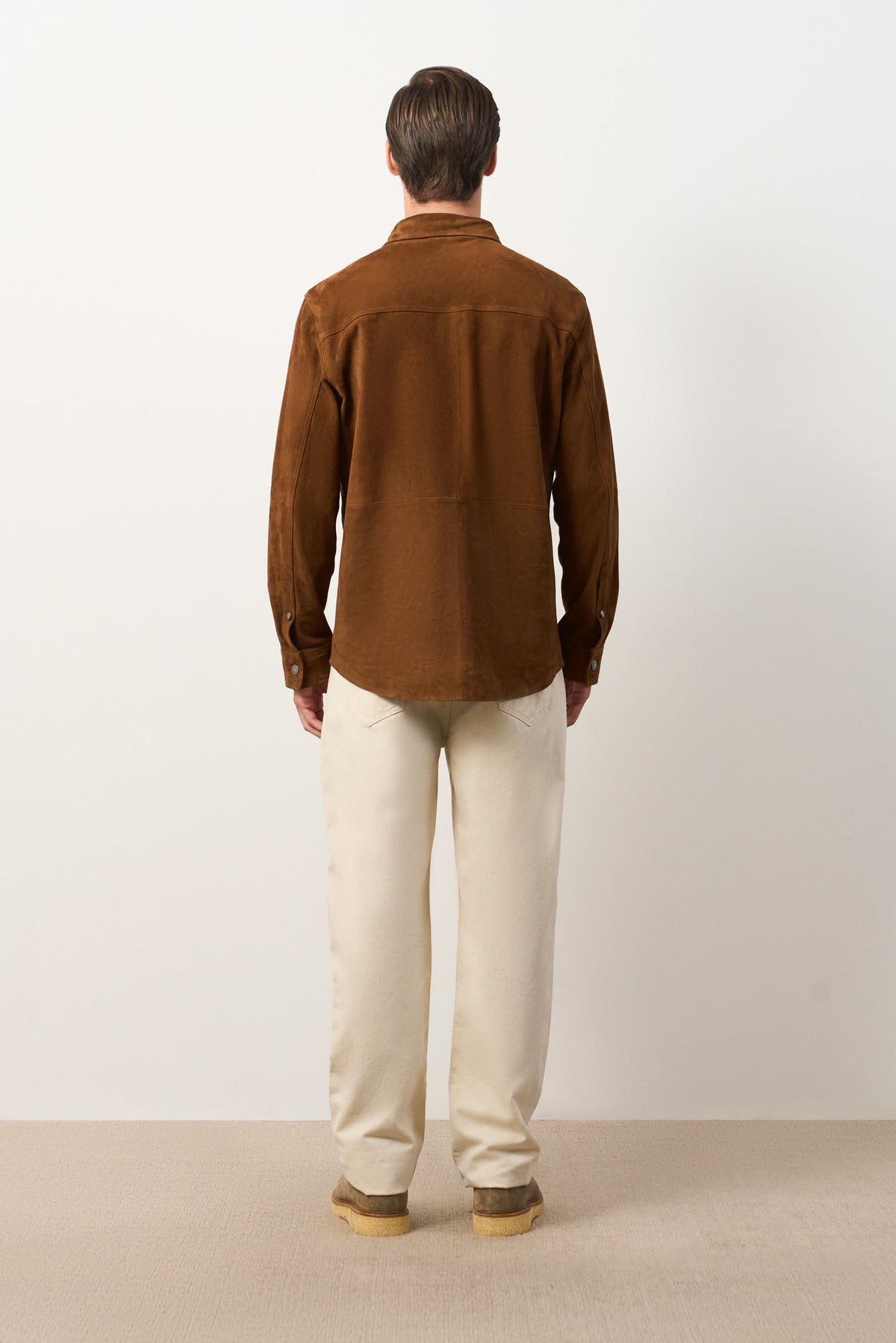 Semi-fitted suede leather overshirt for men Mutara