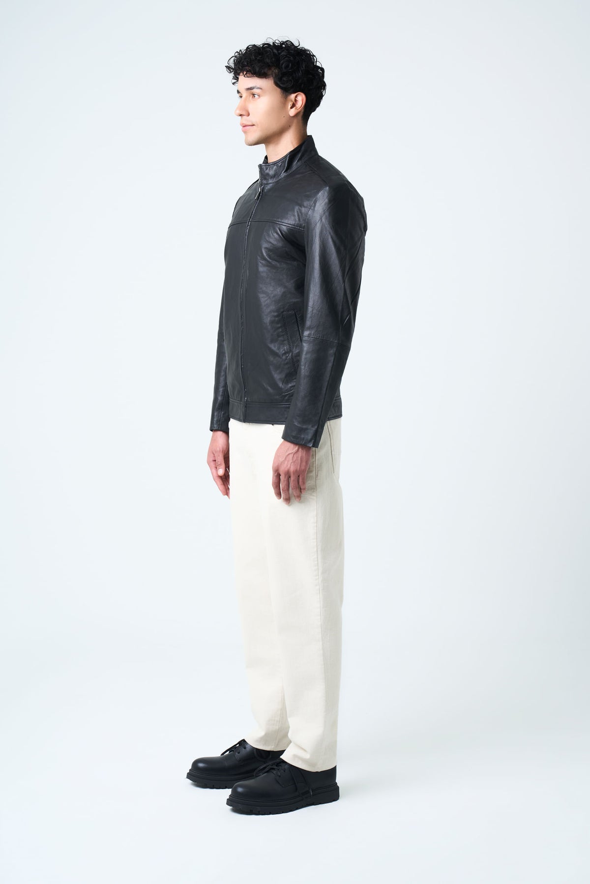 Bosa leather jacket for men semi-loose fit