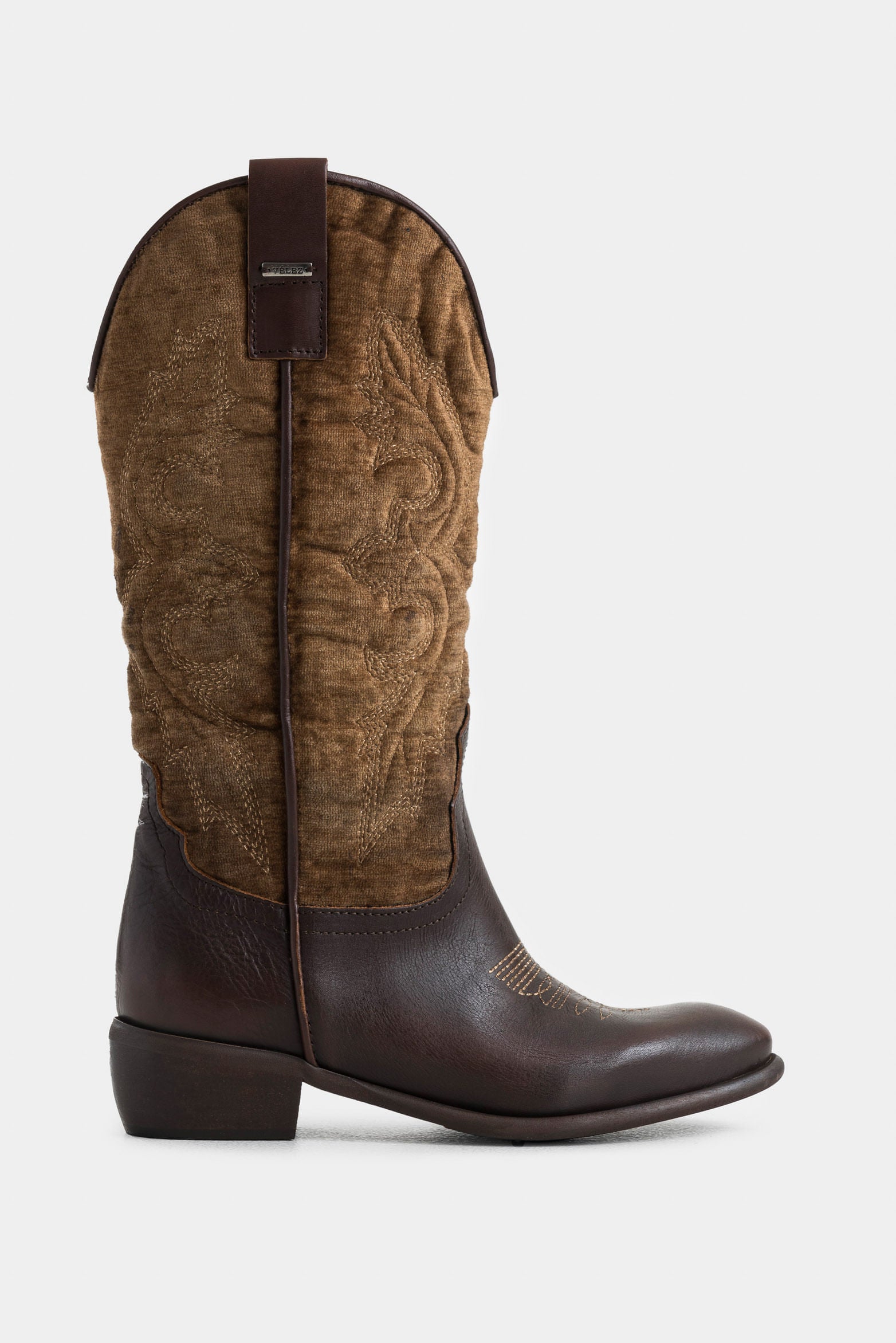 Salvina Textile and Leather Boots for Women with Vintage Finish