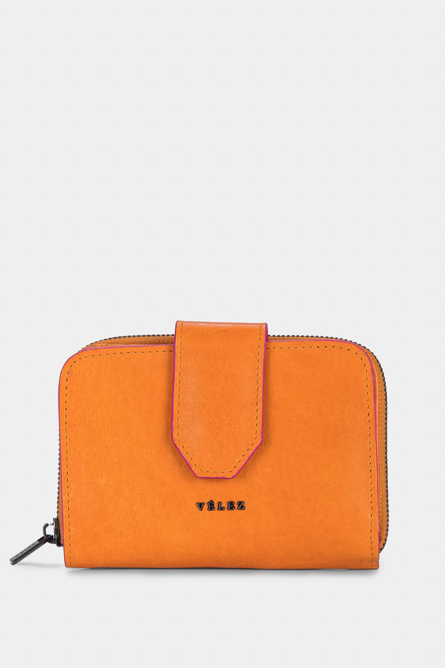 Women’s Dijon Wallet in Yellow Leather with Color Contrast