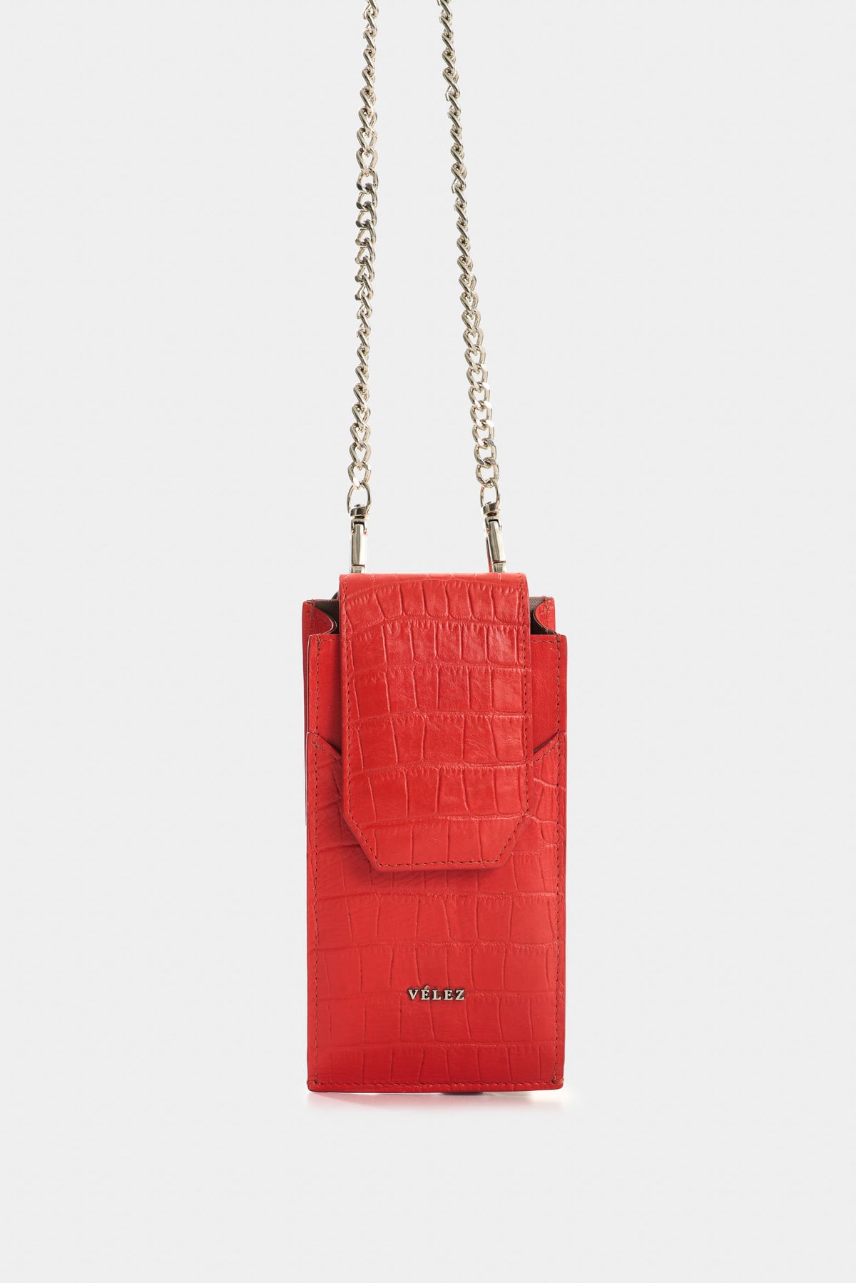 Embossed leather phone holder for women Serpia