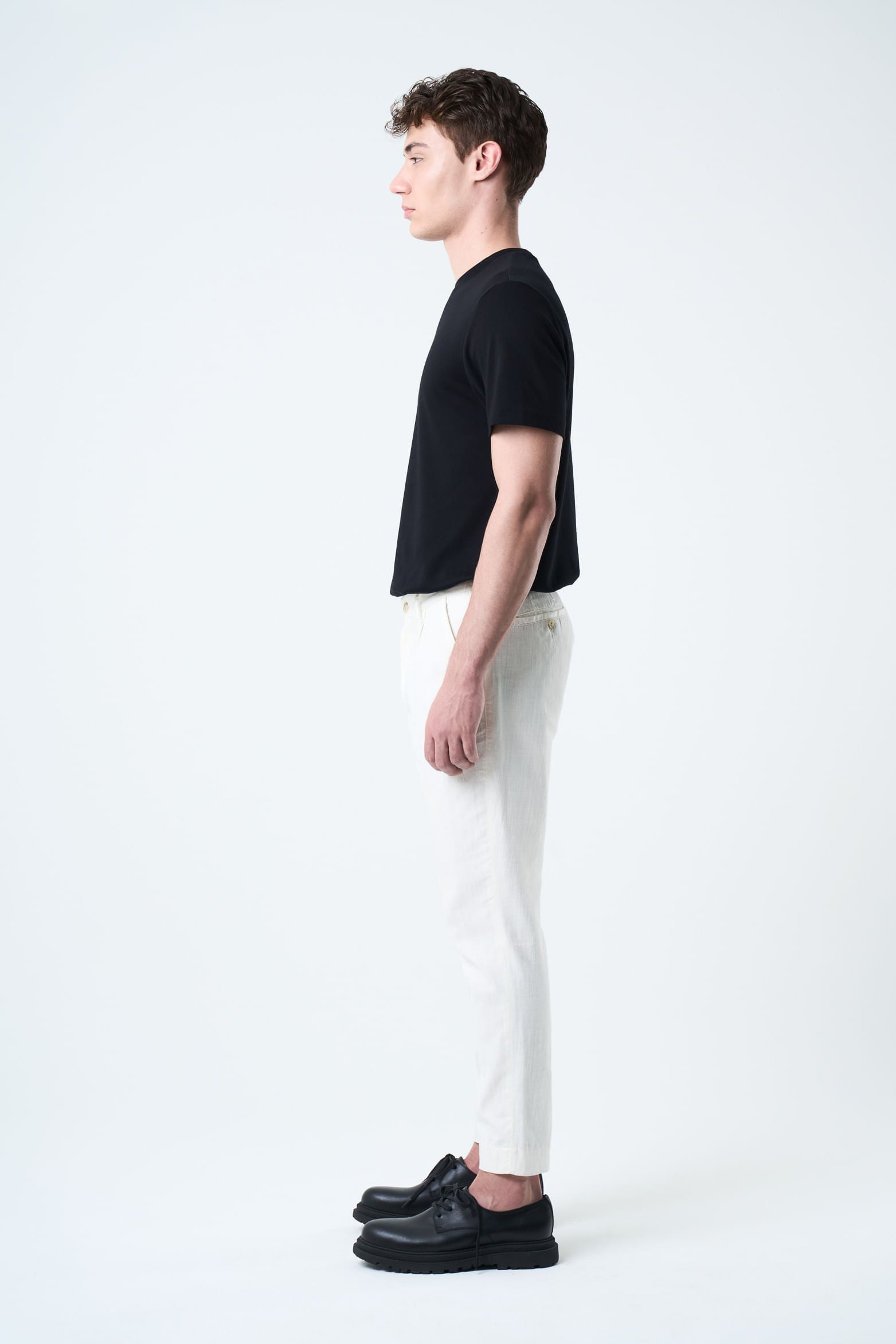 Men's Linen Pants with Leather Trim