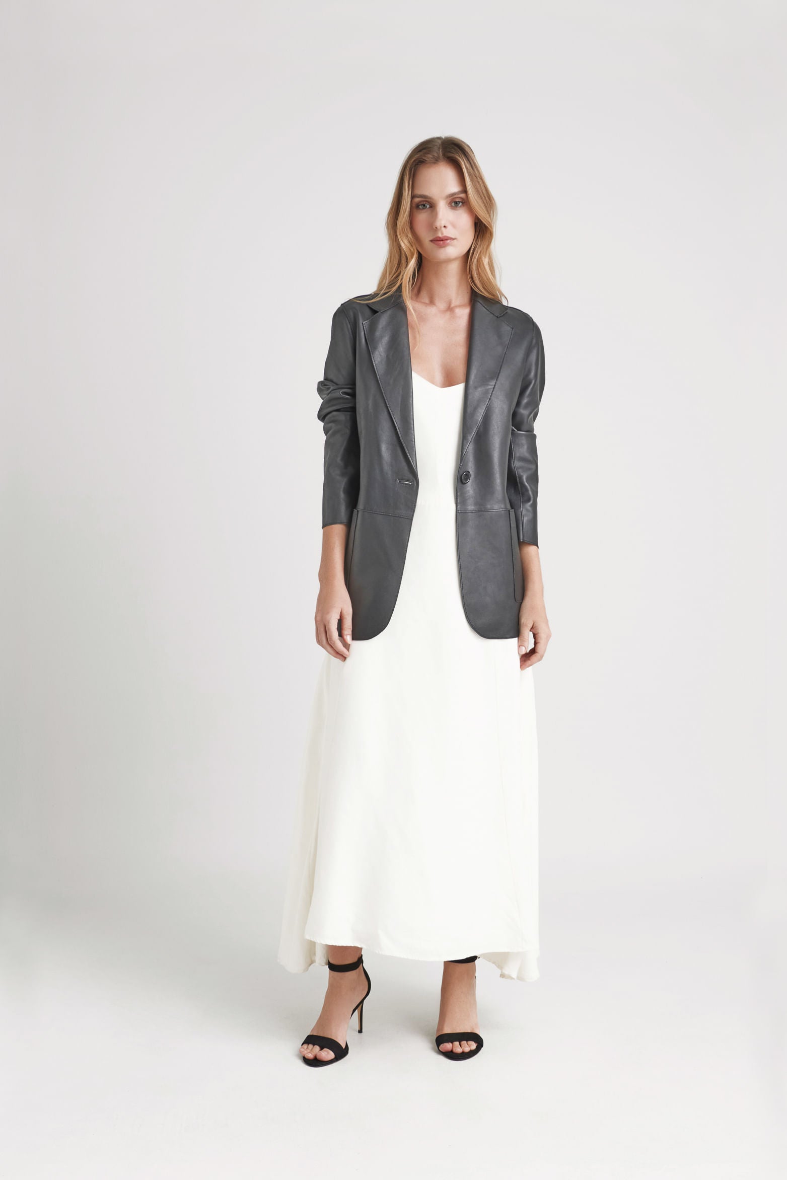 Astromelia leather blazer for women straight fit