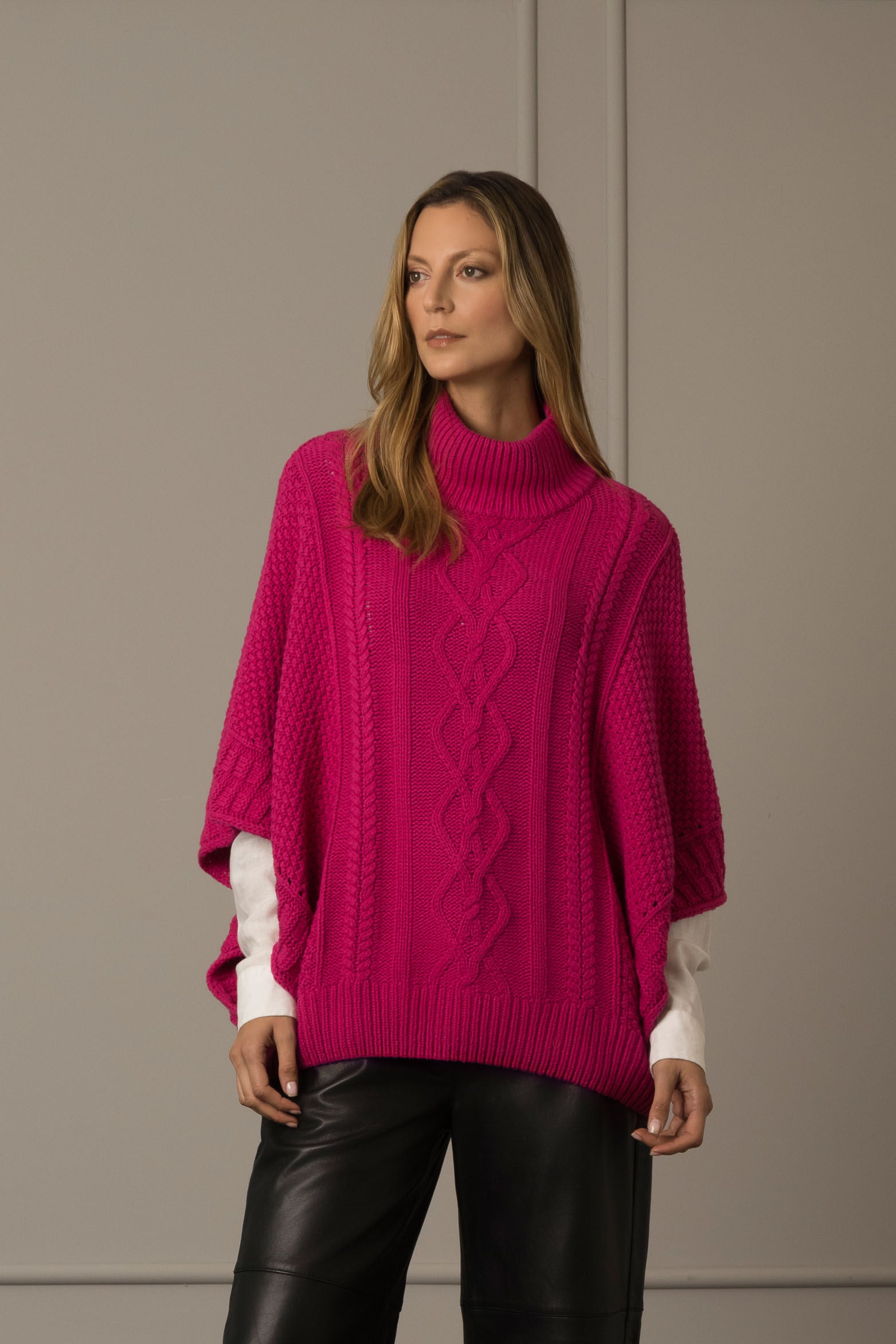 Women’s Dubai Knit Poncho with Turtleneck