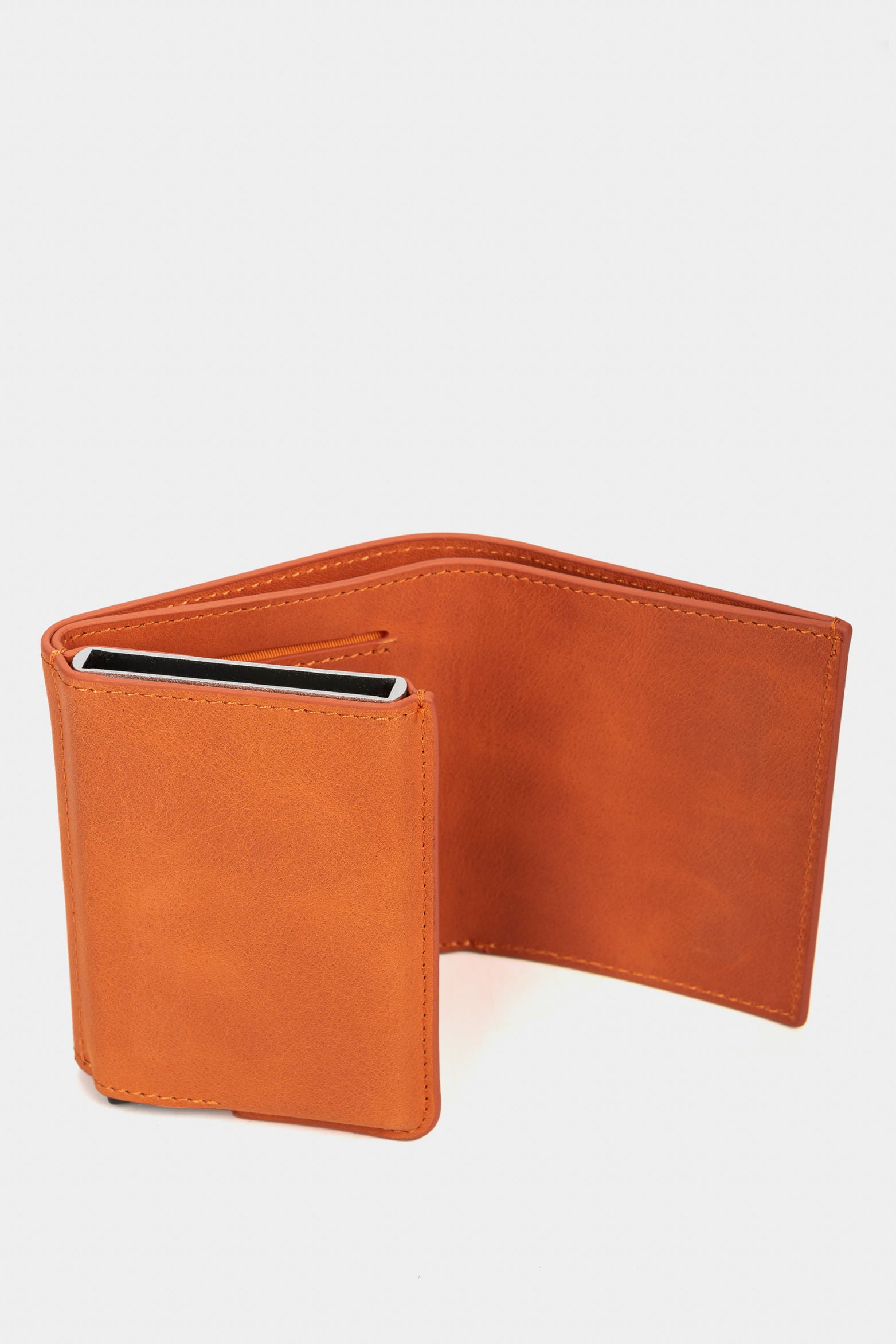 Garry Tech Leather Card Holder in Orange
