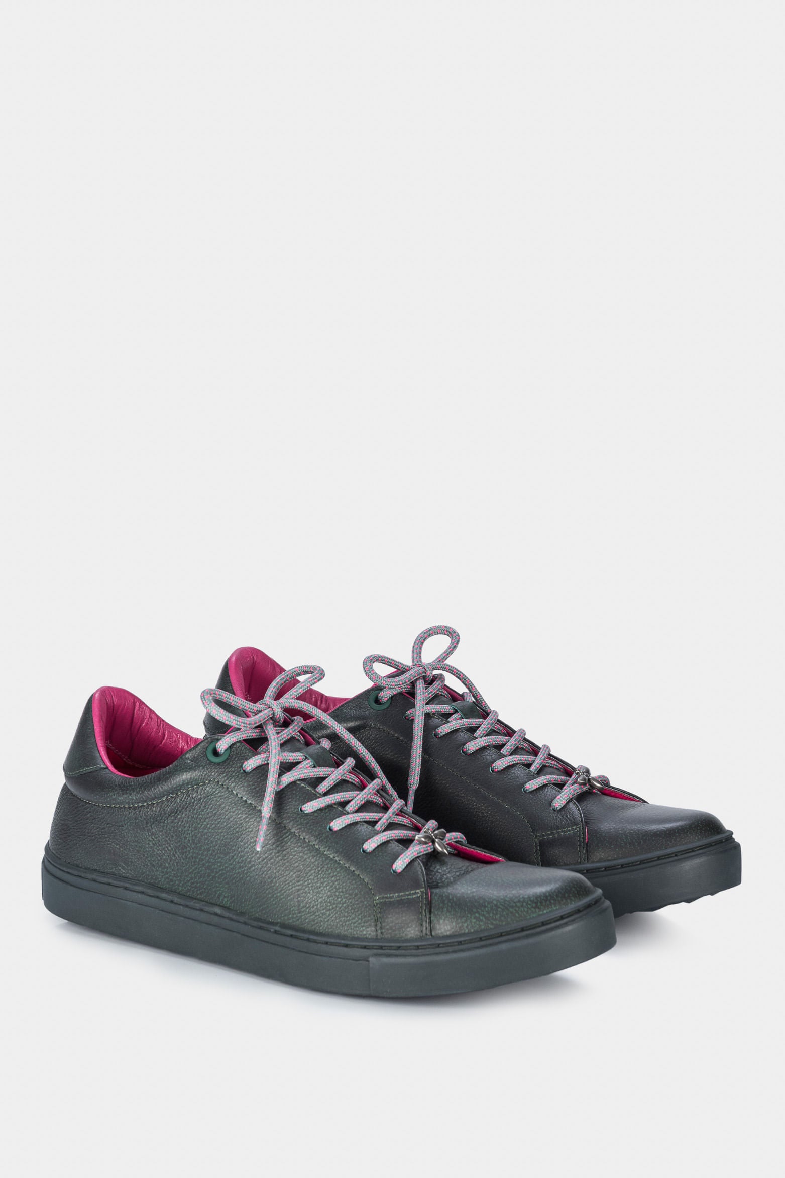 Women’s Oda Sneakers in Green Leather with Handcrafted Finish