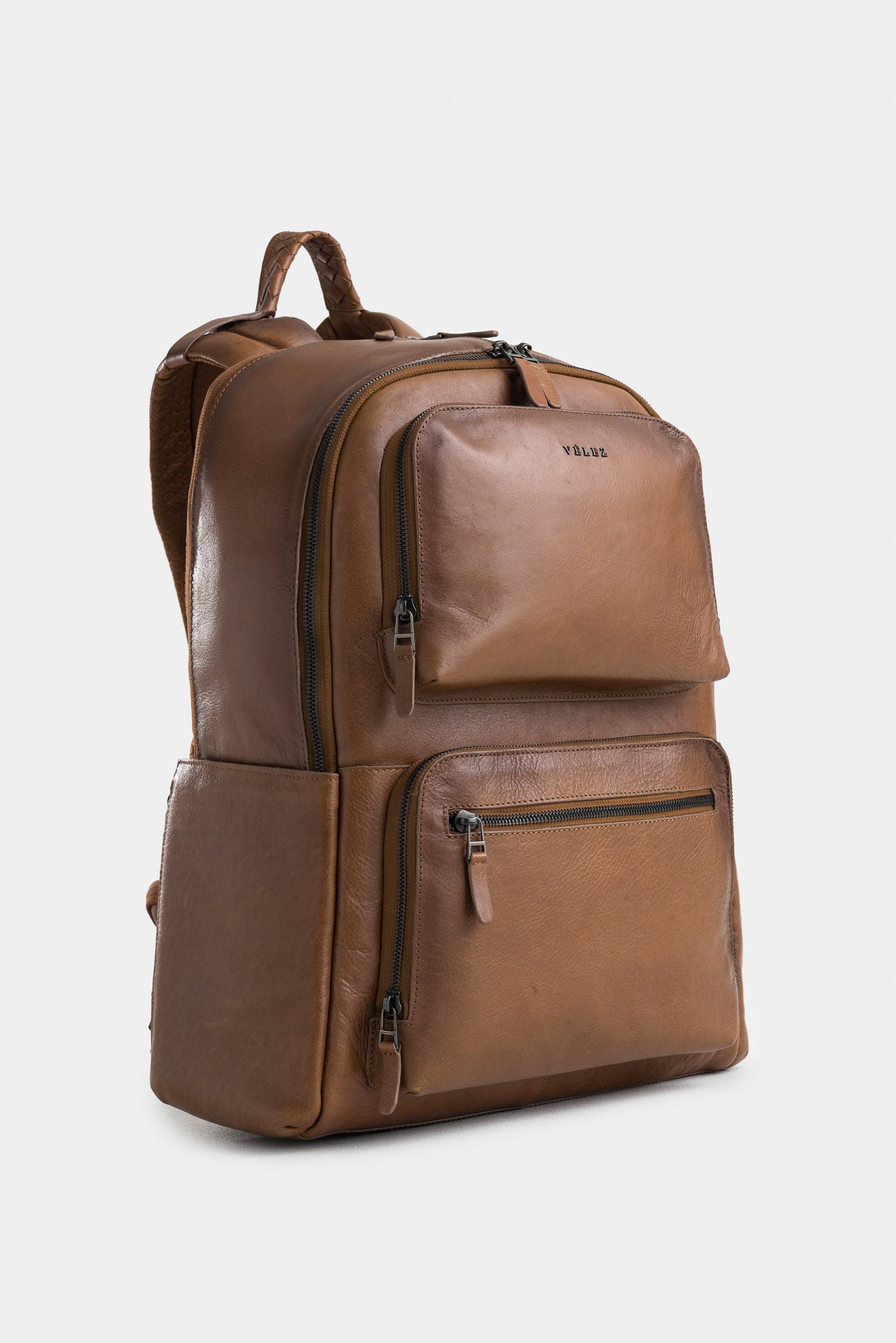 Monet 2 Leather Backpack with Contrast Handle for Men