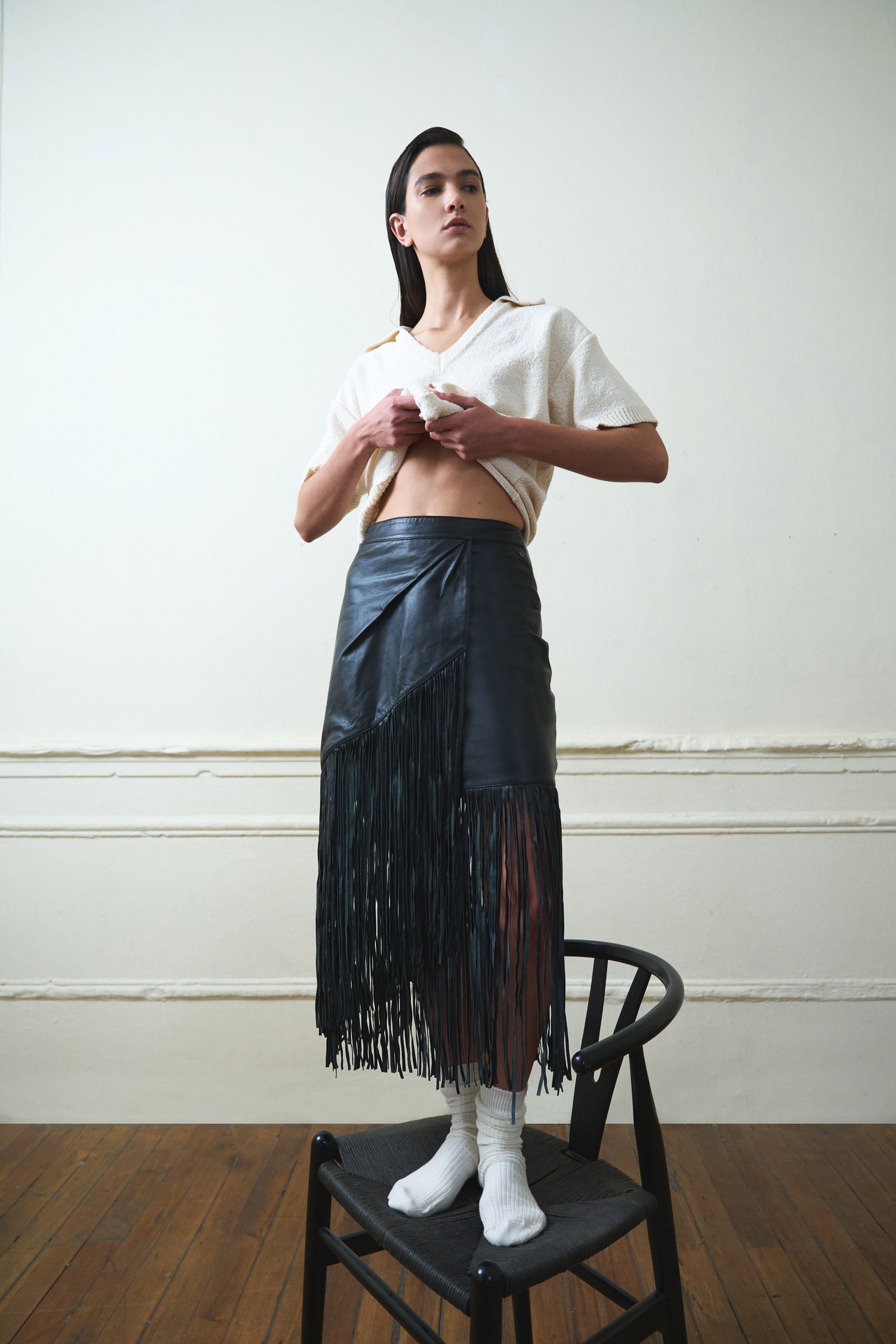 Lyra Leather Wrap Skirt for Women