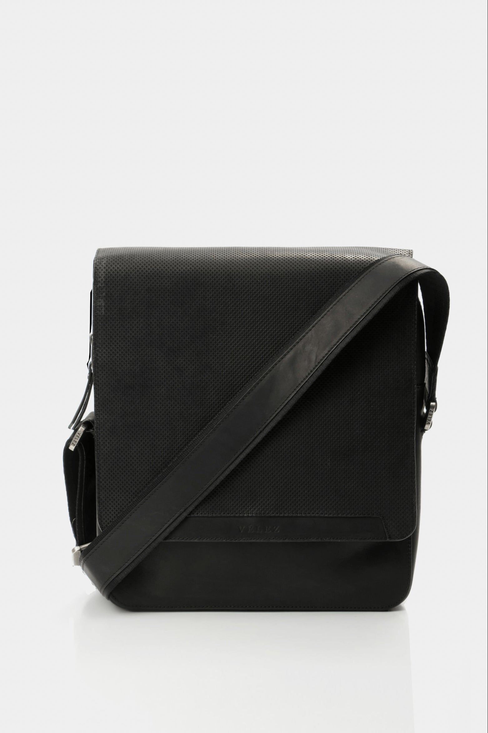 Men’s Crete Leather Shoulder Handbags with Cross-Embossed Flap