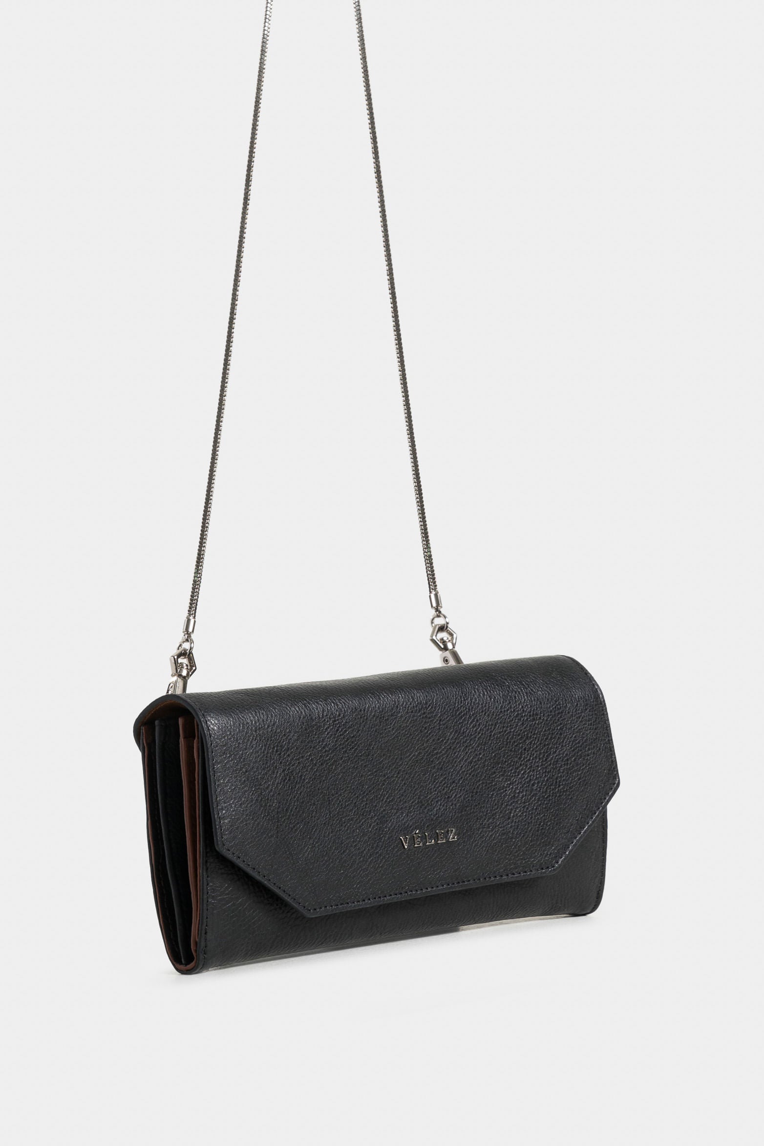 Smooth Leather Checkbook Holder for Women with Removable Chain