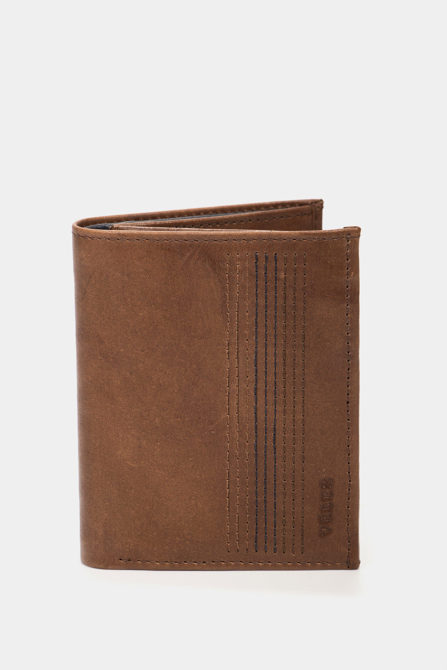 Crete Vertical Leather Wallet in Brown