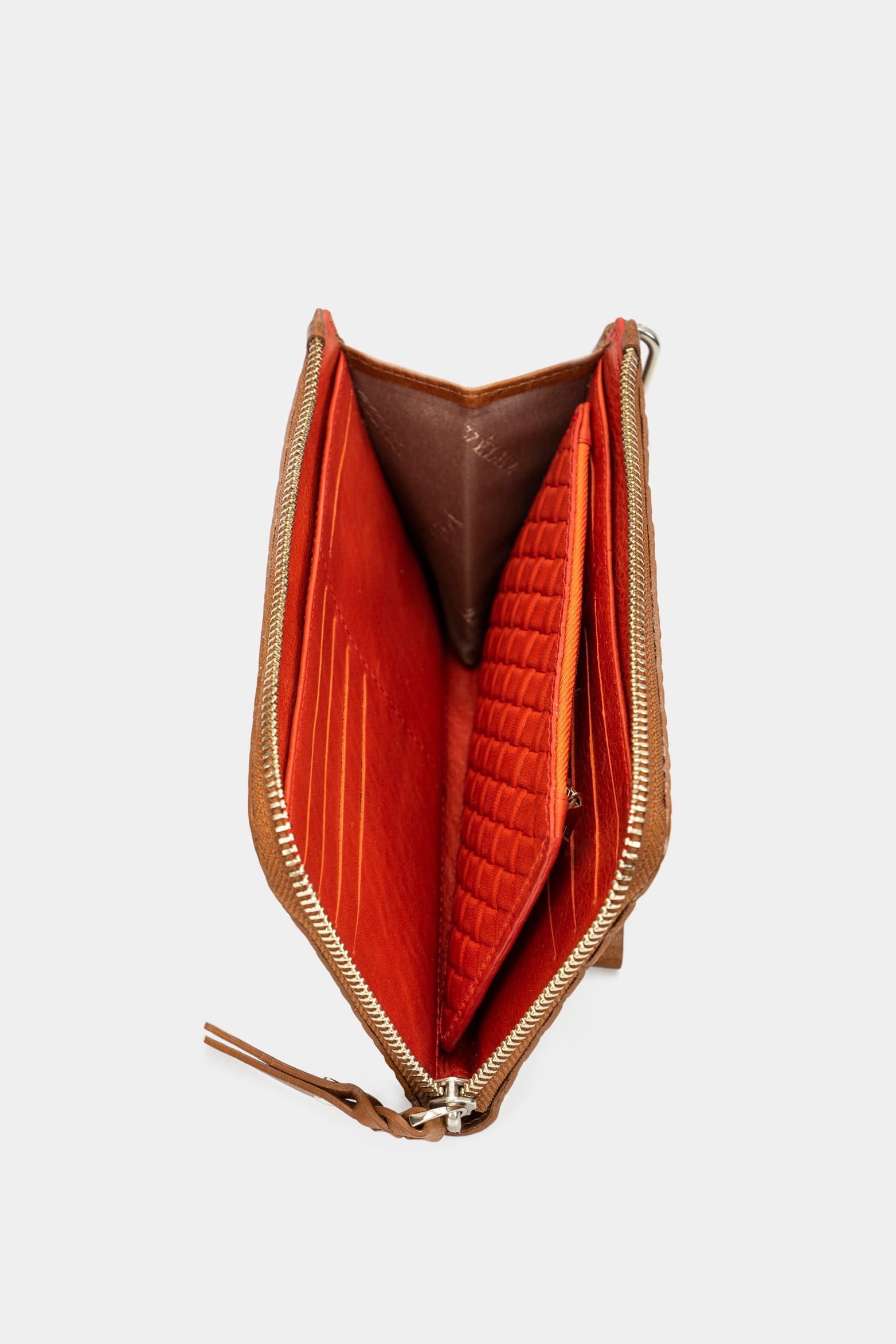 Women’s Moss Wallet in Embossed Honey Leather with Woven Look