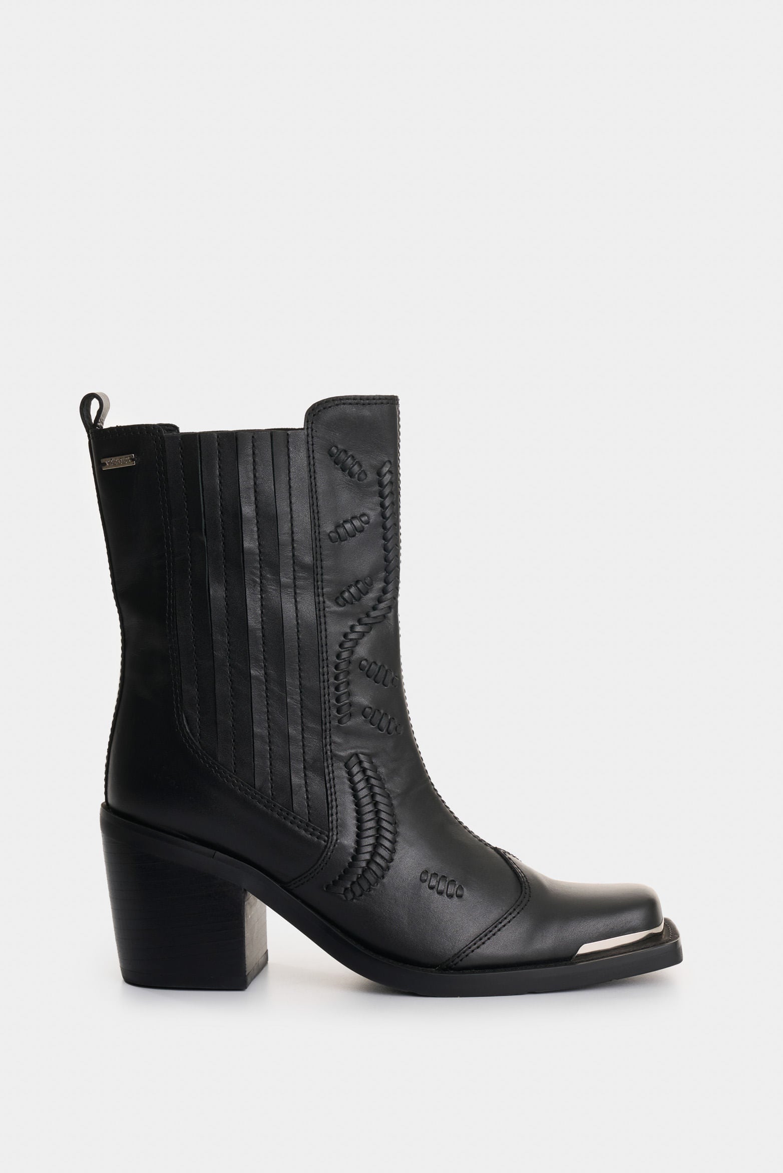 Solan Leather Ankle Boots with Metallic Cap-Toe for Women