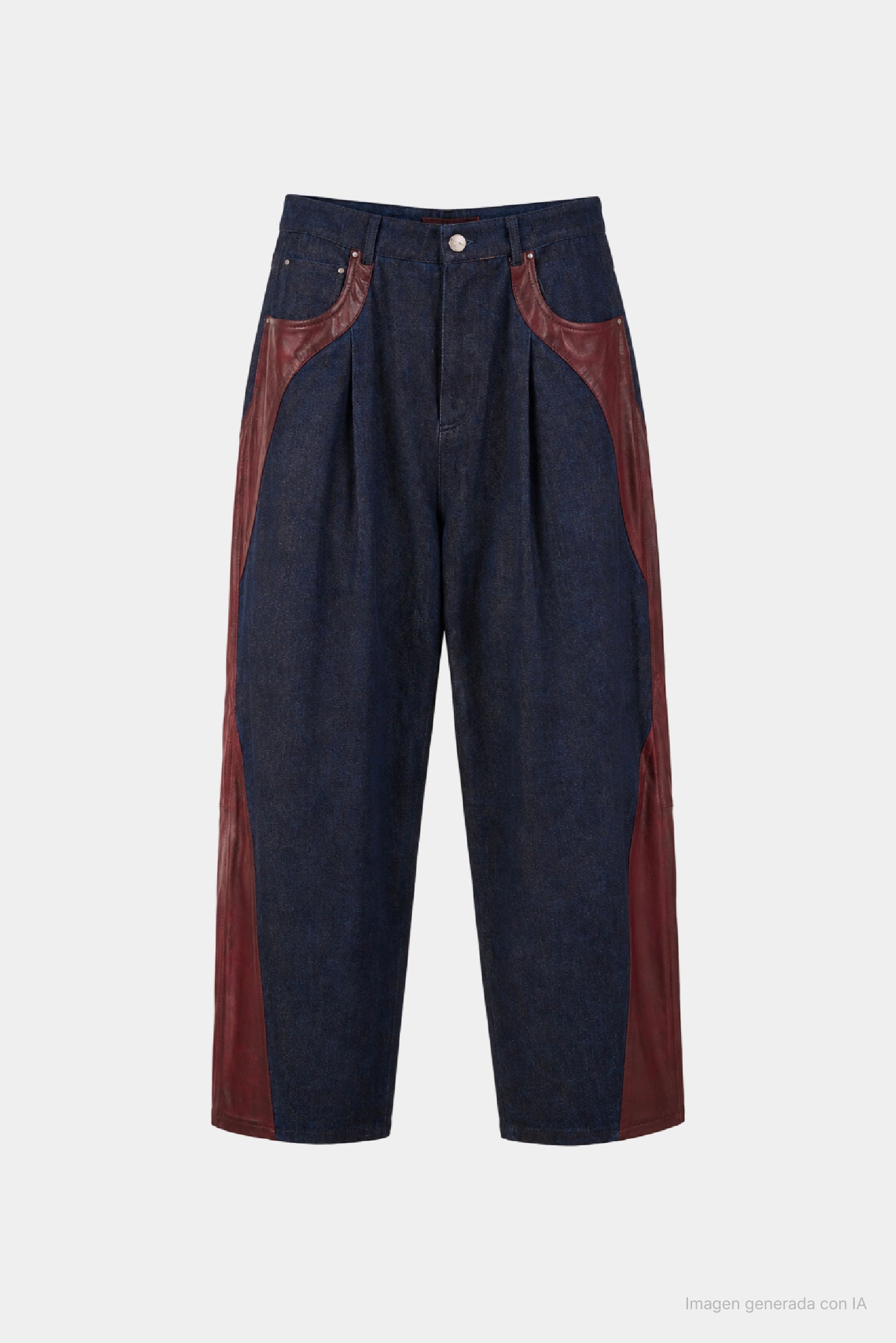 Women's Leather & Denim Barrel Jeans