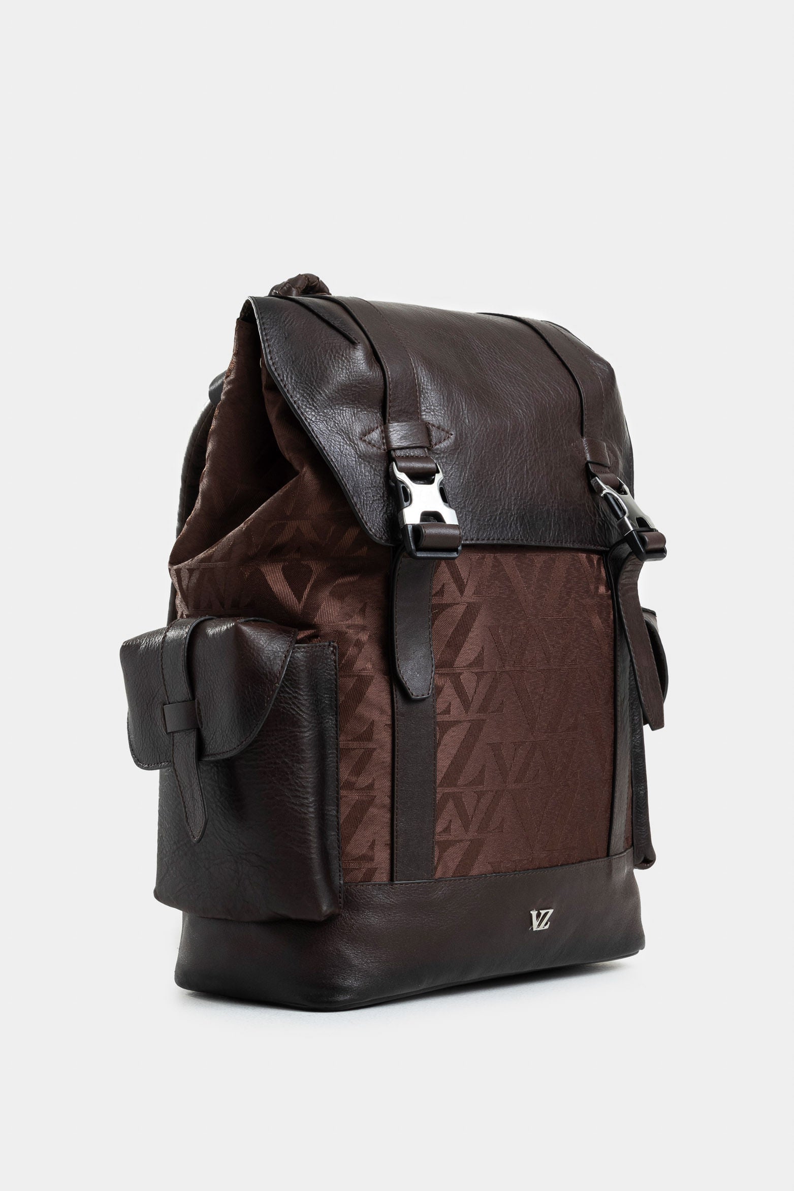 Garda Leather Backpack for Men with Jacquard Monogram in Coffee