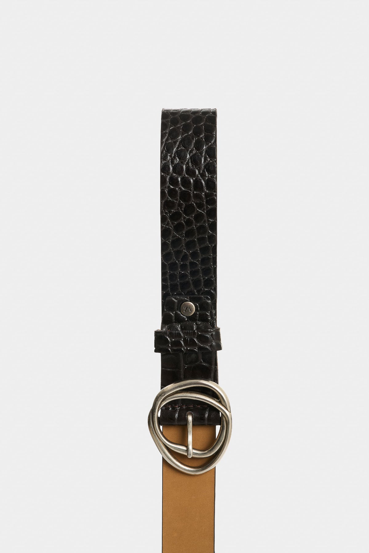 Women's Terral Single-Sided Croc-Embossed Leather Belt