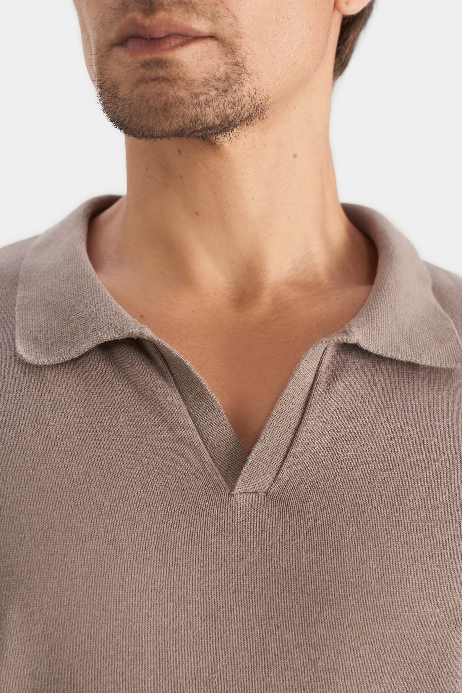 Men’s Pyxis Long Sleeve Knit Polo in Tobacco