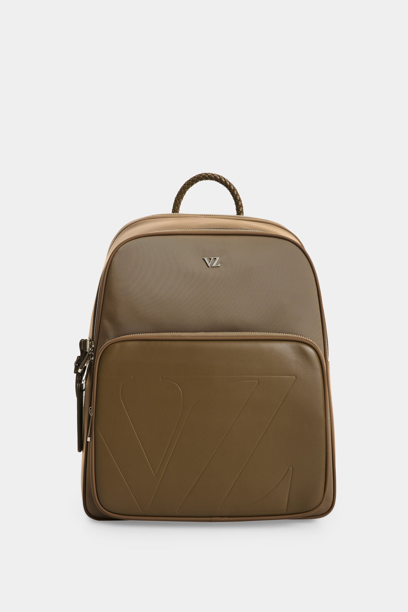 Legacy leather and nylon duffel backpack for women with travel tag