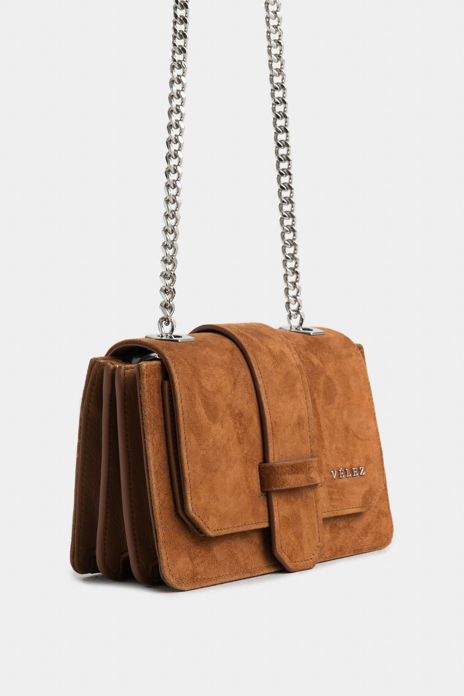 Bowling Bag in Suede Leather for Women with Braided Handle