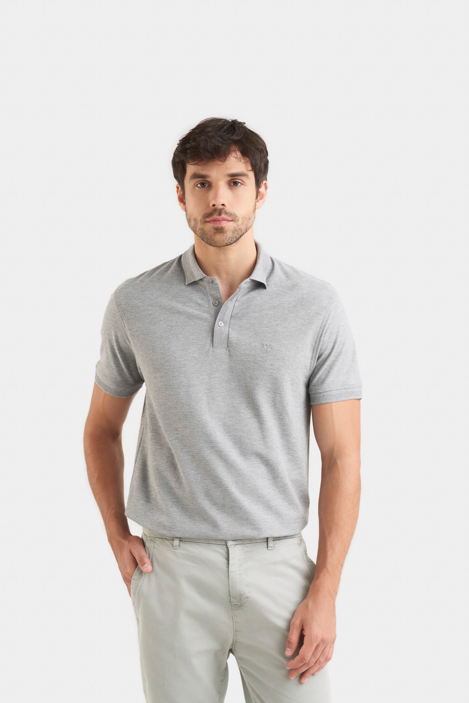 Casual Polo in Gray Pima Cotton