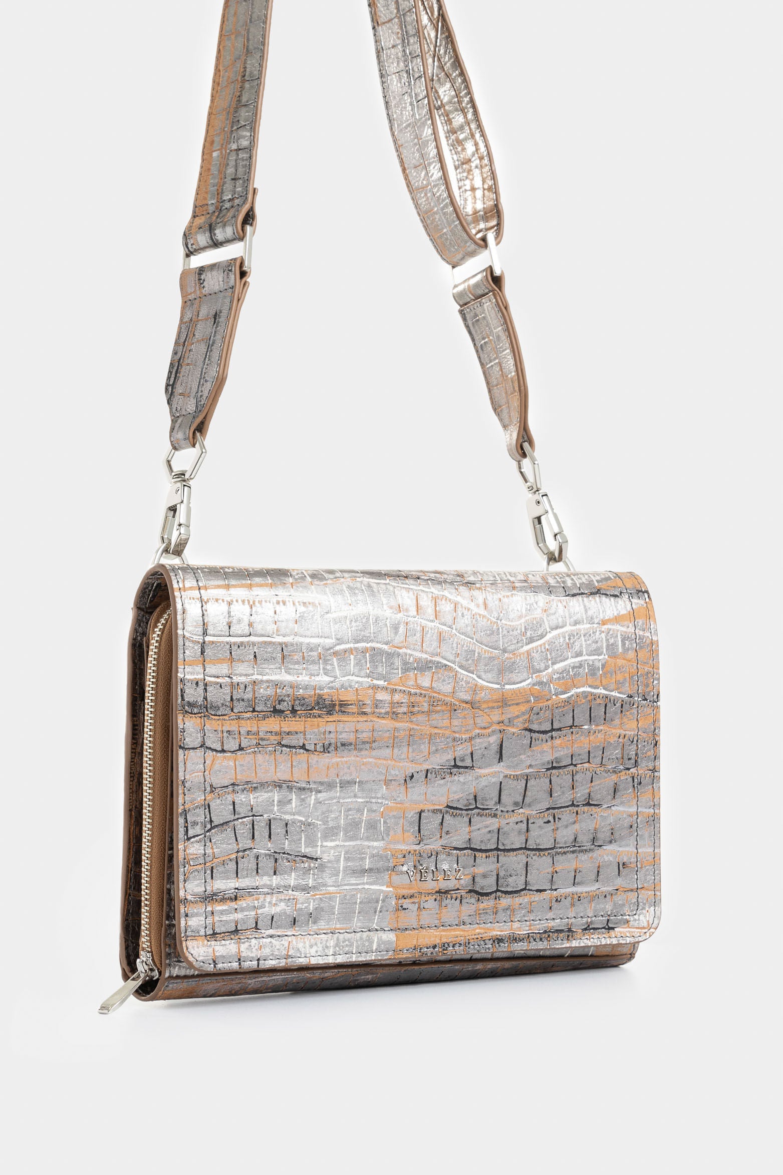 Abi Structu Leather Bowling Bag for Women with Foil Detail