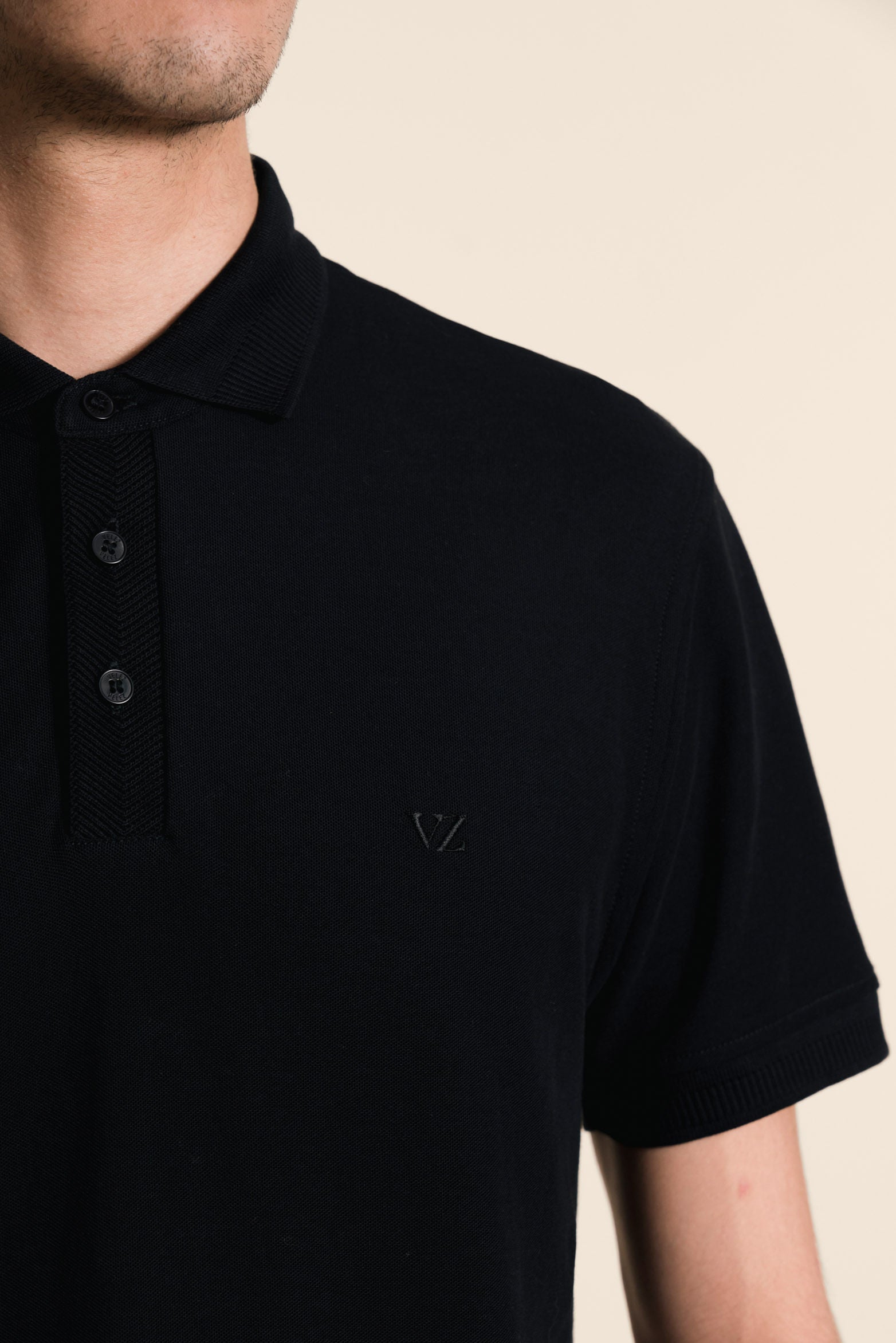 Casual Polo in Black Pima Cotton