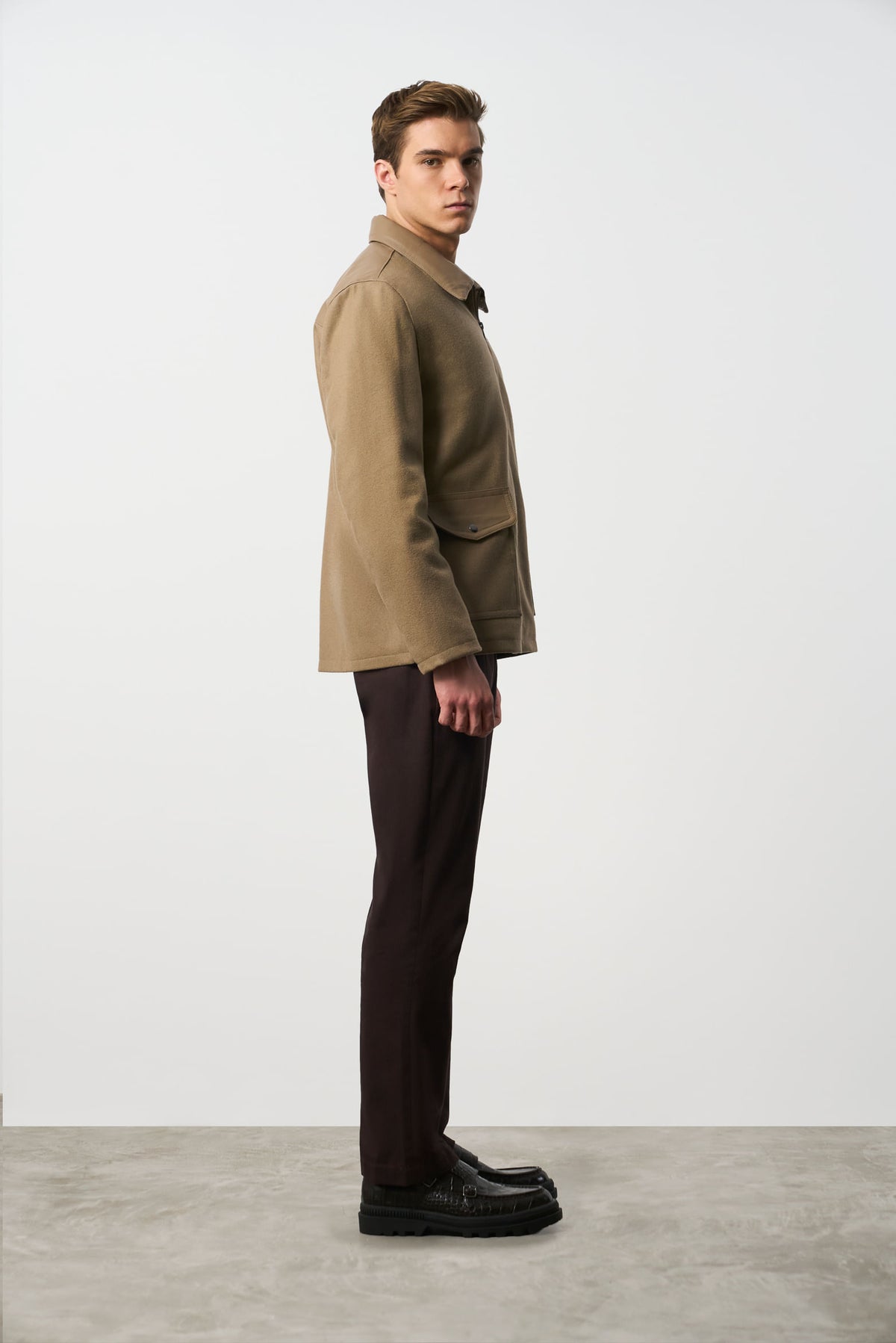 Fabric and leather jacket for men Oroa
