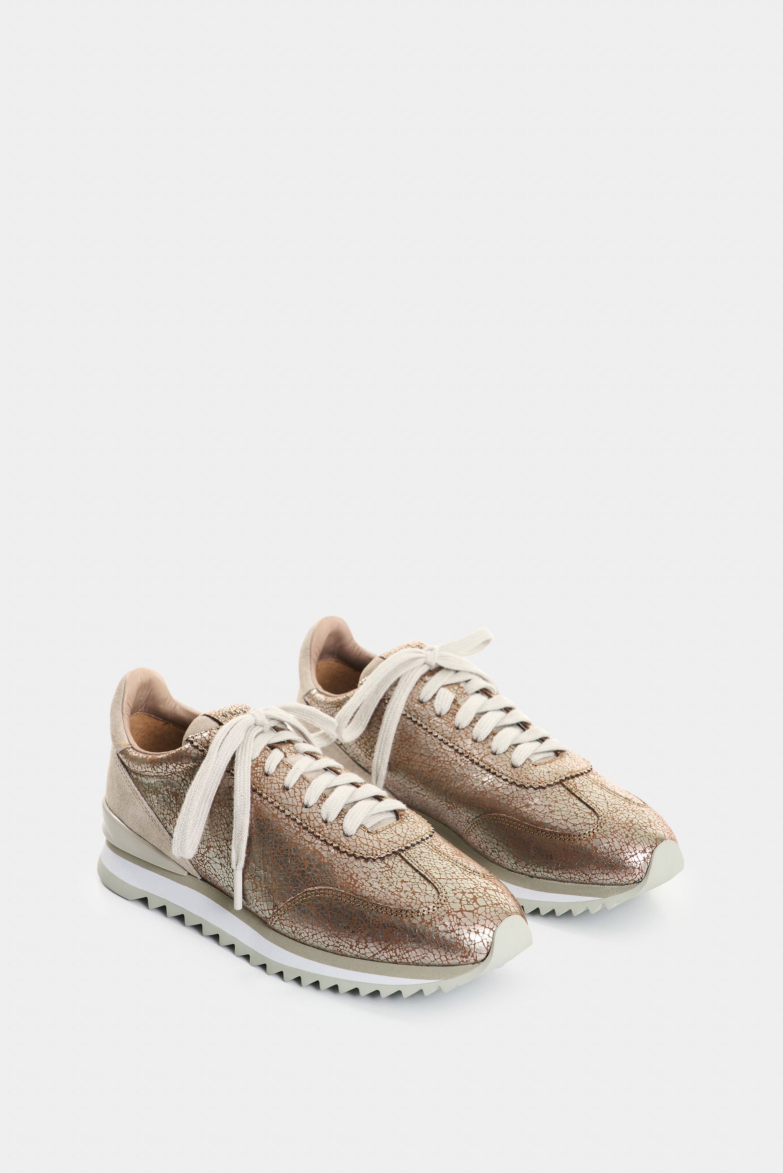 Sand Leather and Foil Sneakers for Women