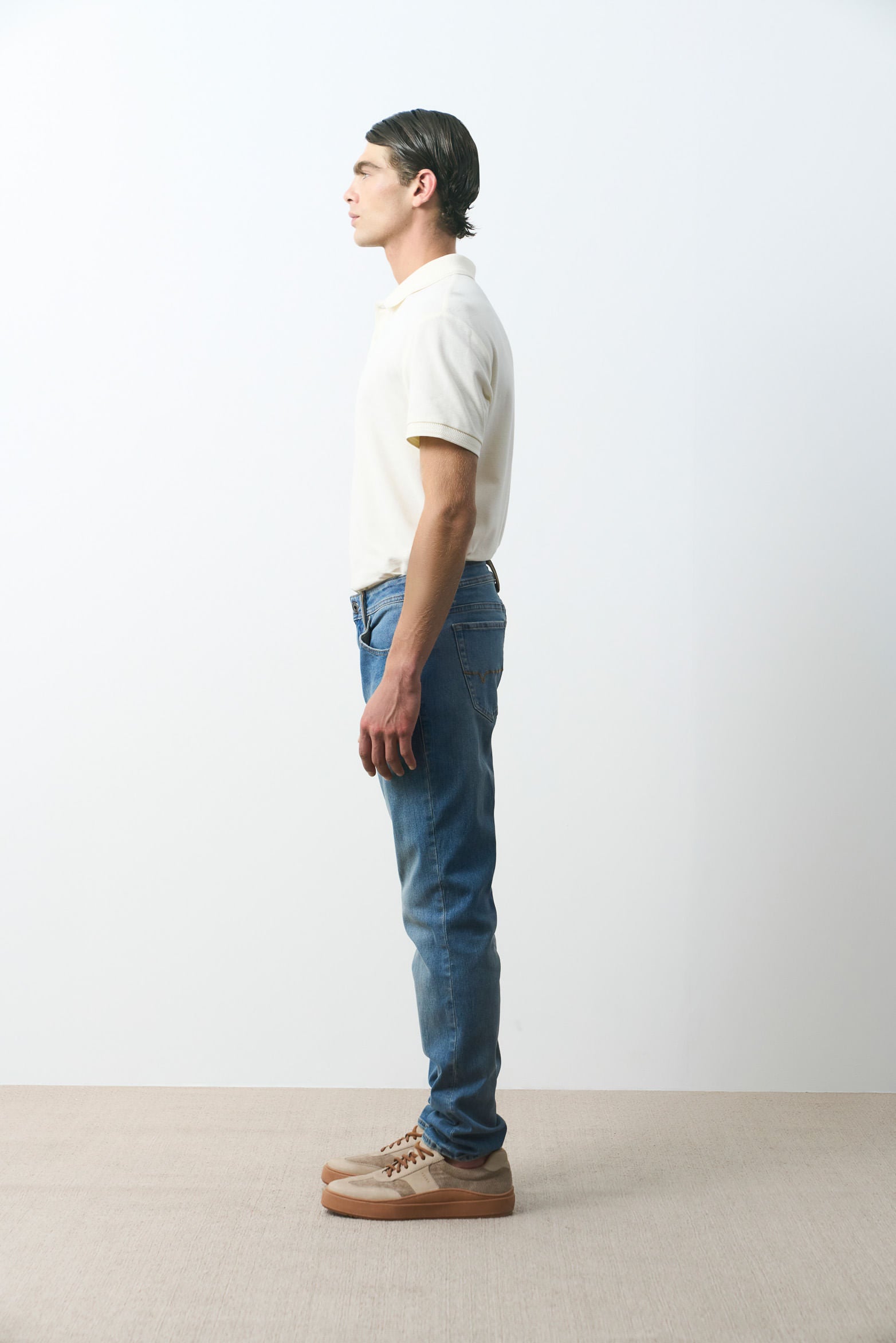 Thani semi-fitted jeans with leather details for men