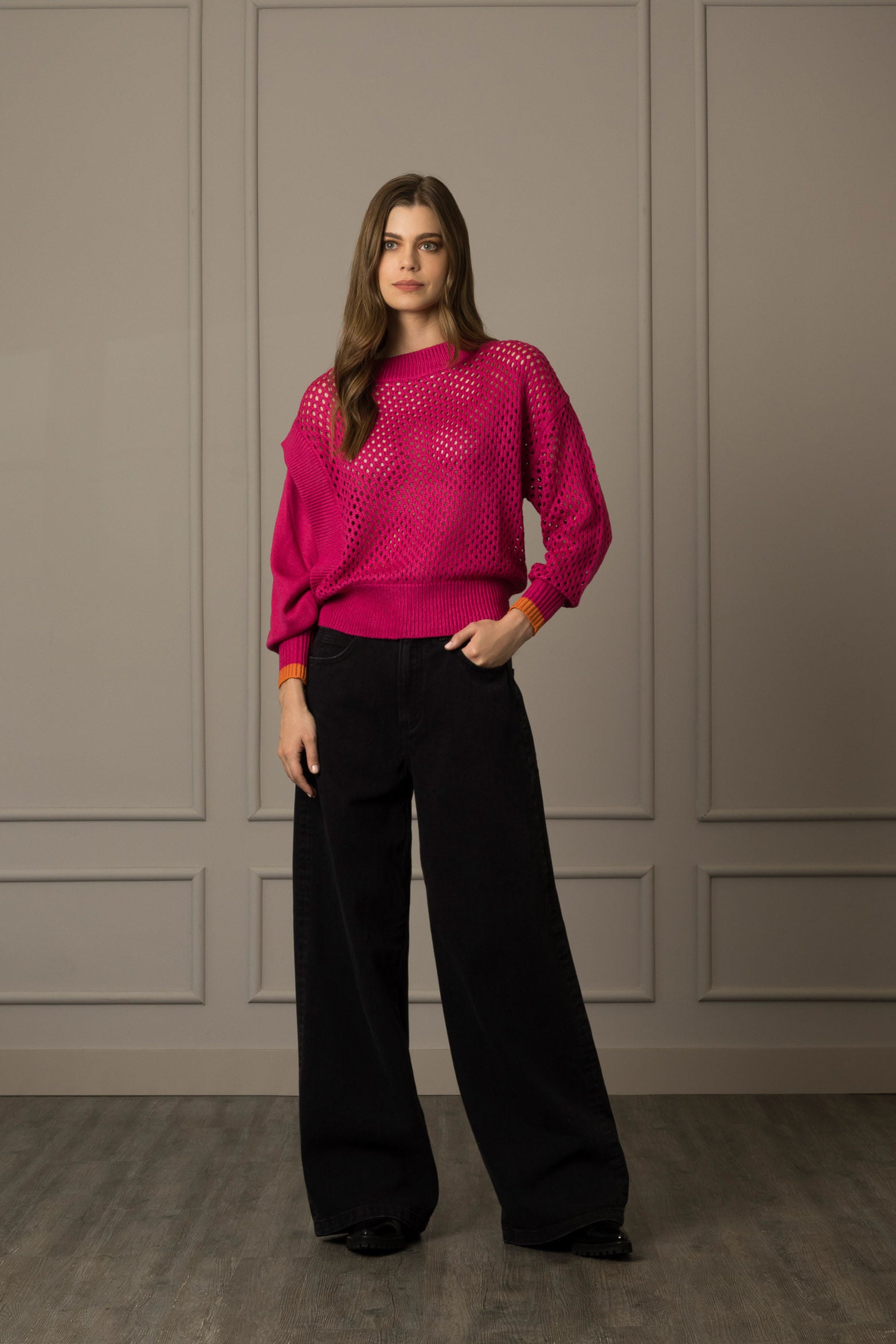 Women’s Plum Mesh Sweater