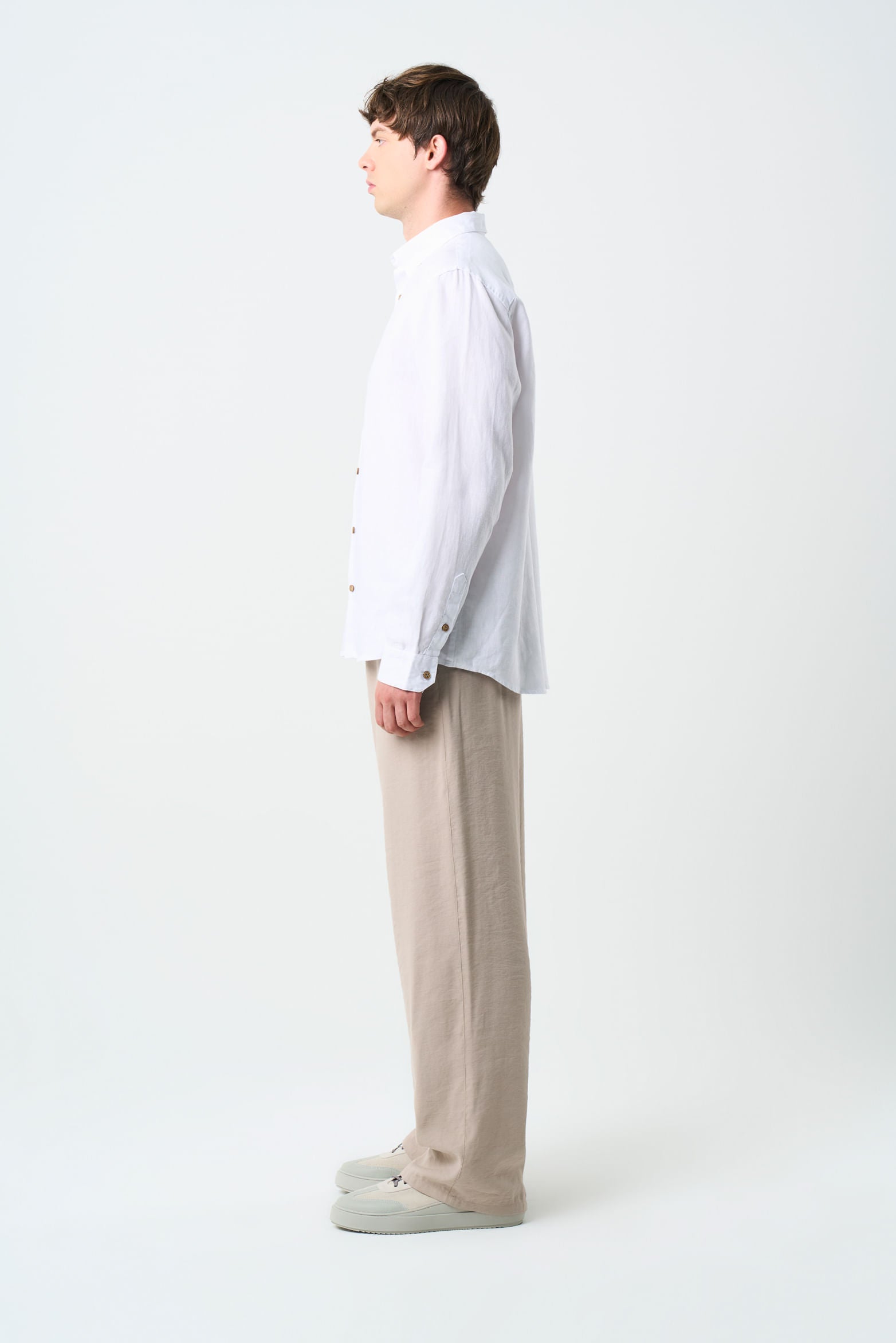 Roma Long Sleeve Linen Shirt for Men Semi Fitted