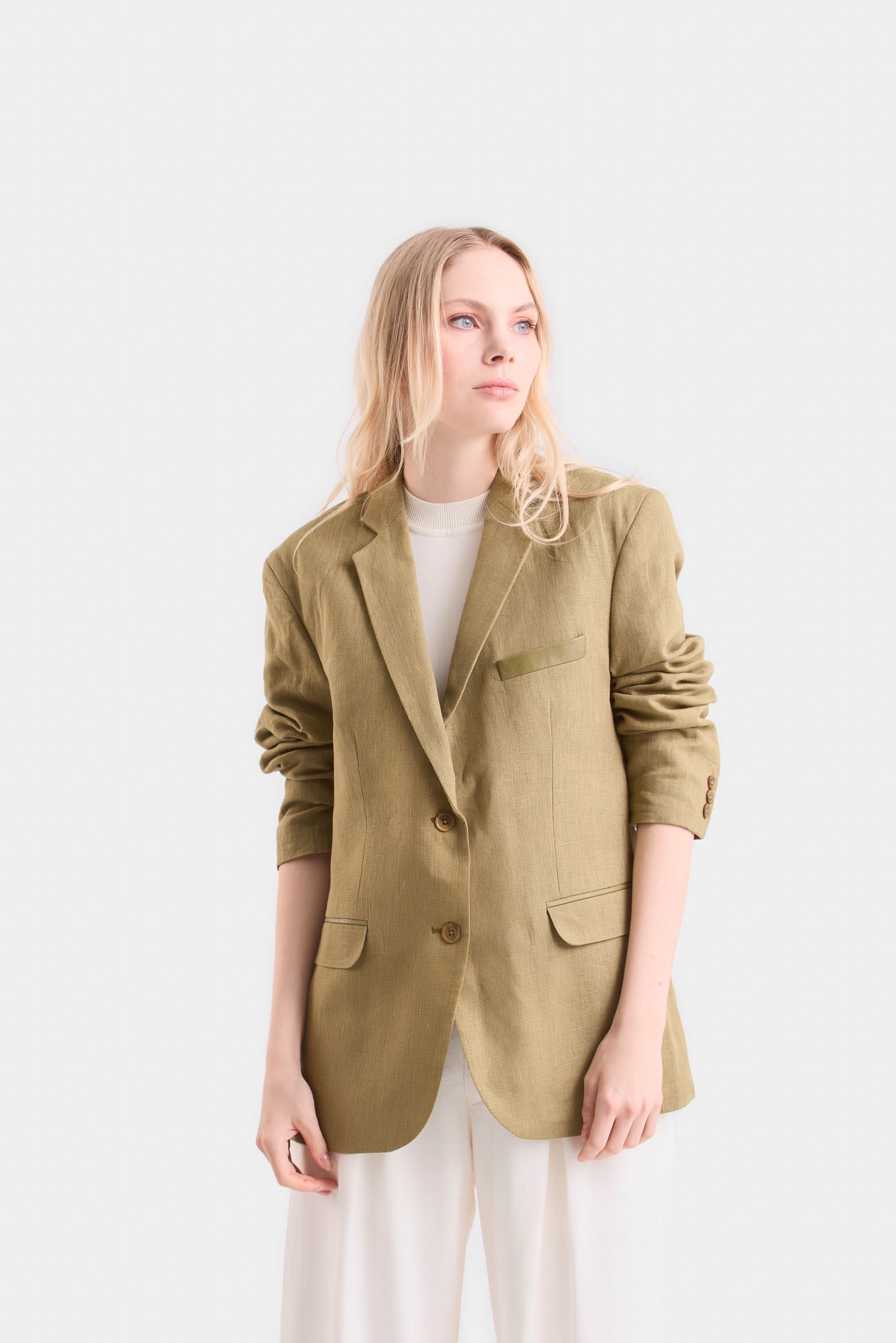 Aurora Linen Blazer for Women, Loose Fit