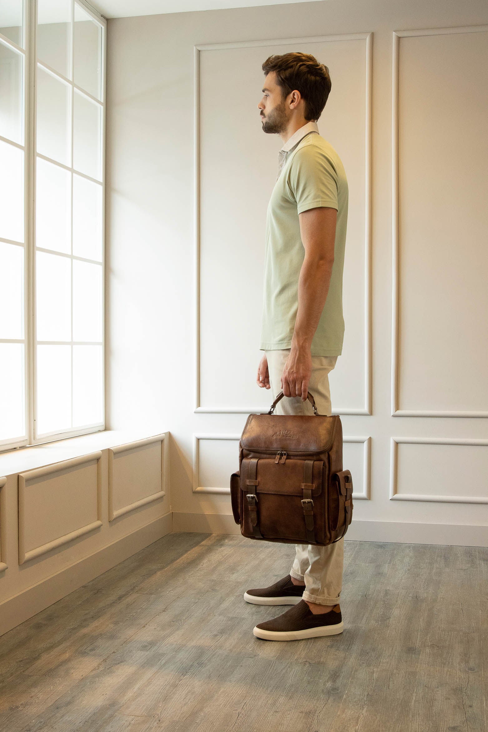 Men’s New Archaeology Backpack in Vintage Honey-Colored Leather