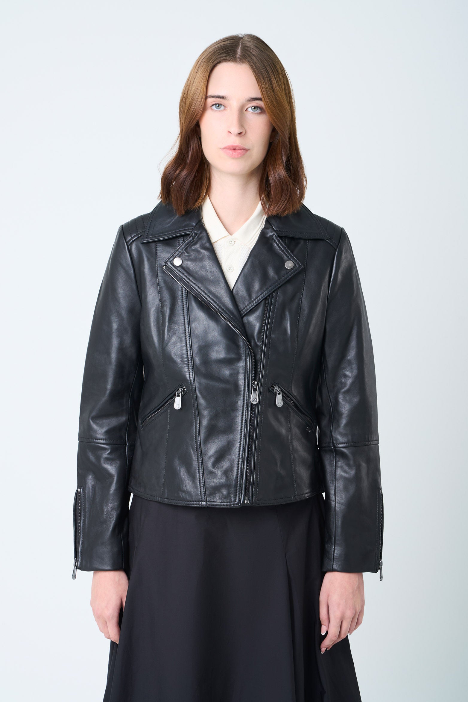Chaqueta Island Biker de piel para mujer, ajustada