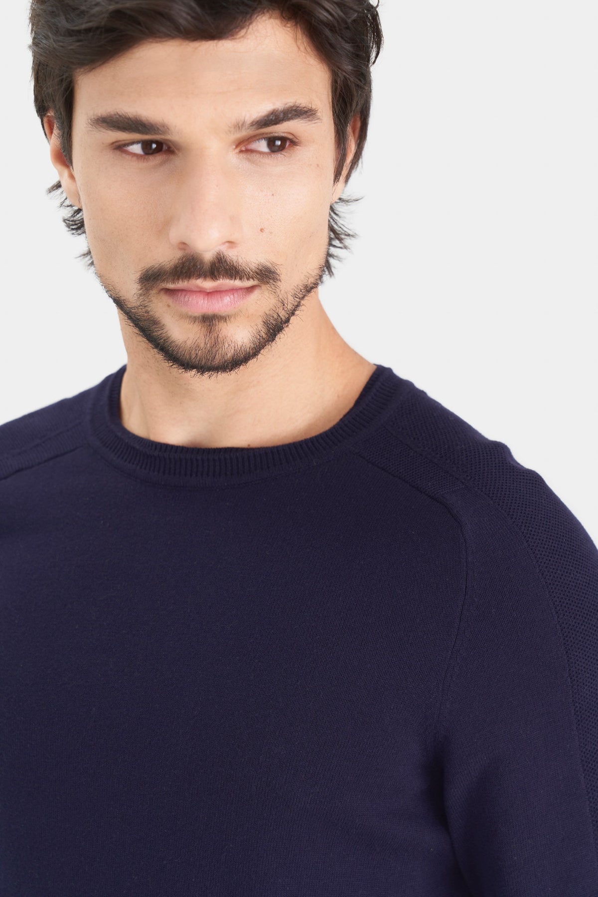 Cotton knit raglan-sleeve sweater for men