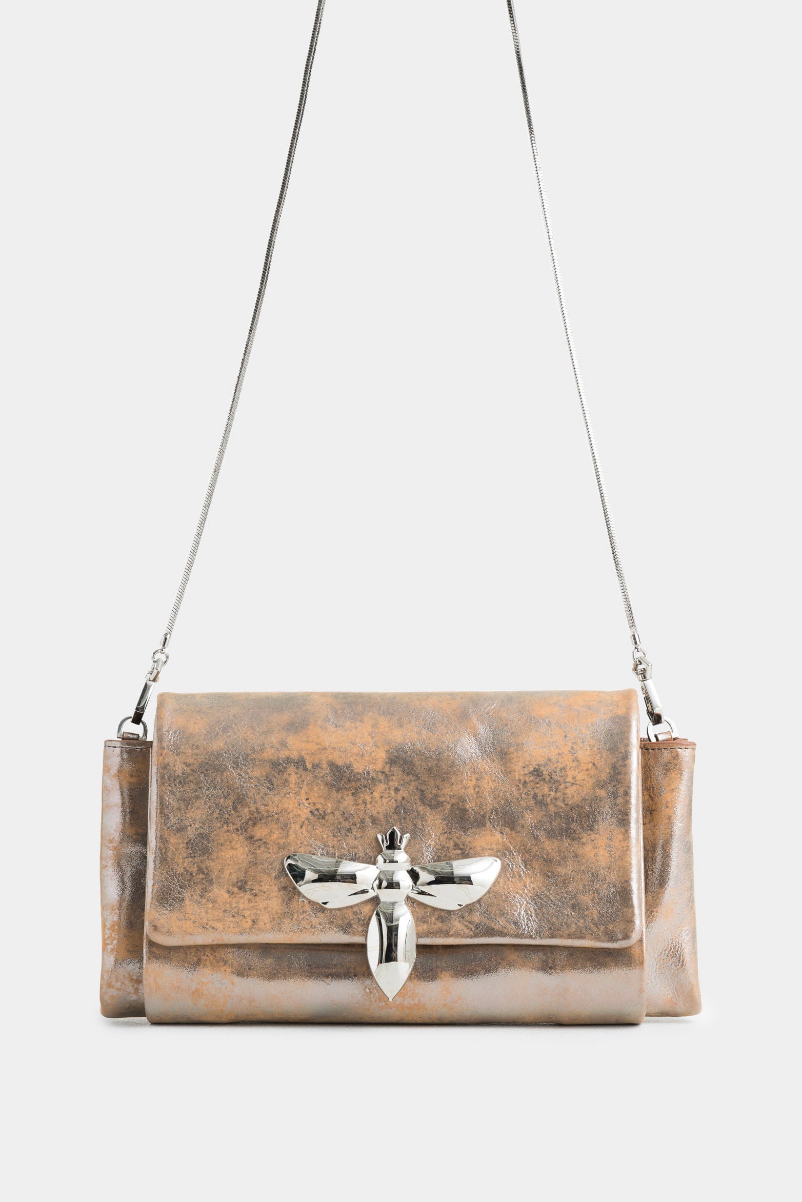 Mentha Bowling Leather Bag for Women with Bee Embossing
