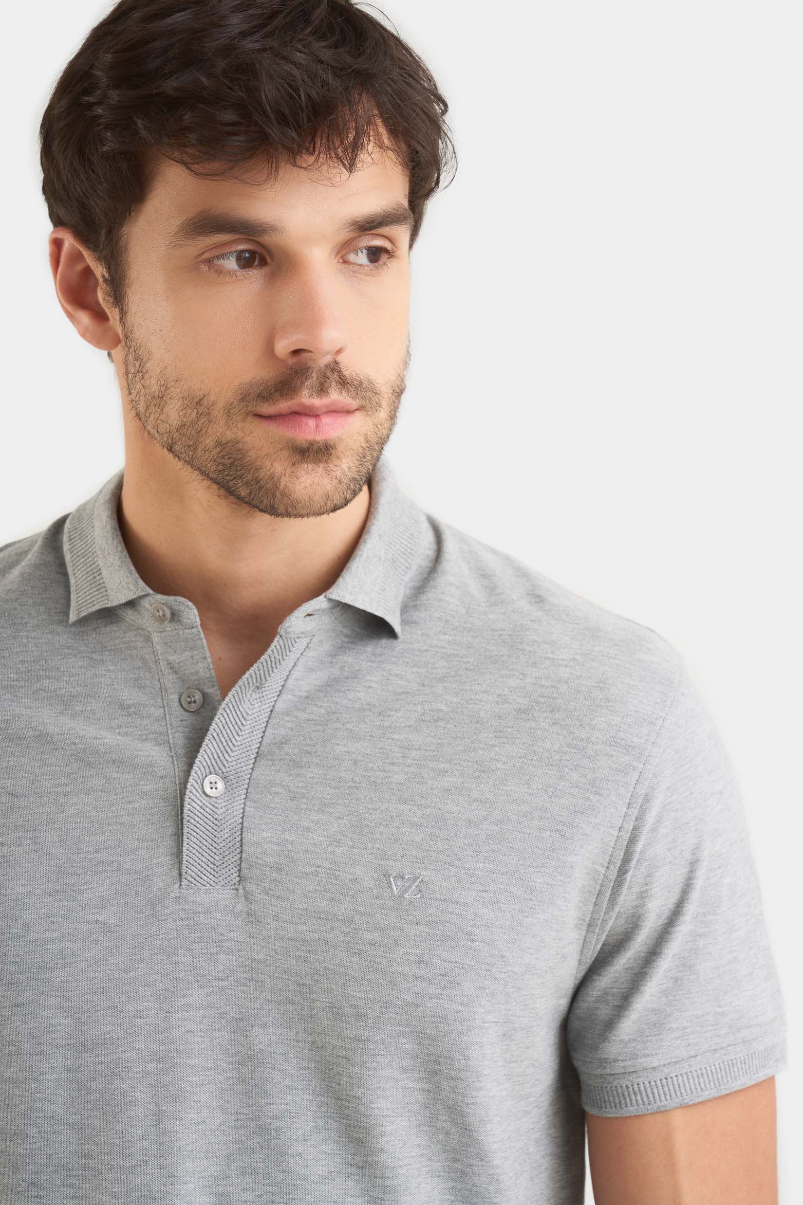Casual Polo in Gray Pima Cotton