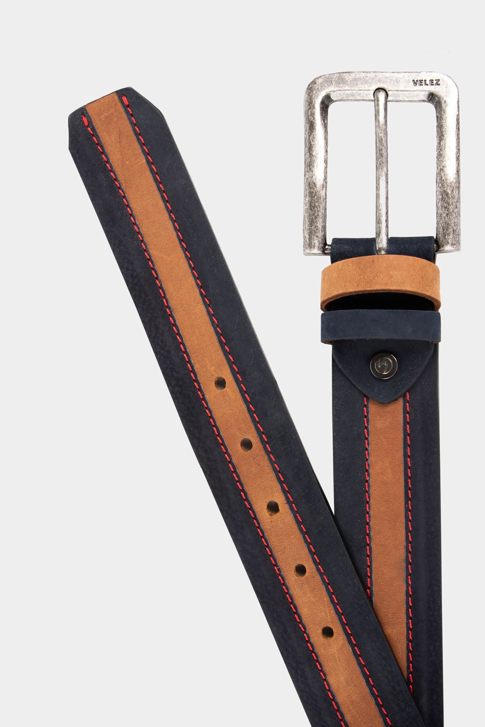 Single-Sided Belt in Two-Tone Leather