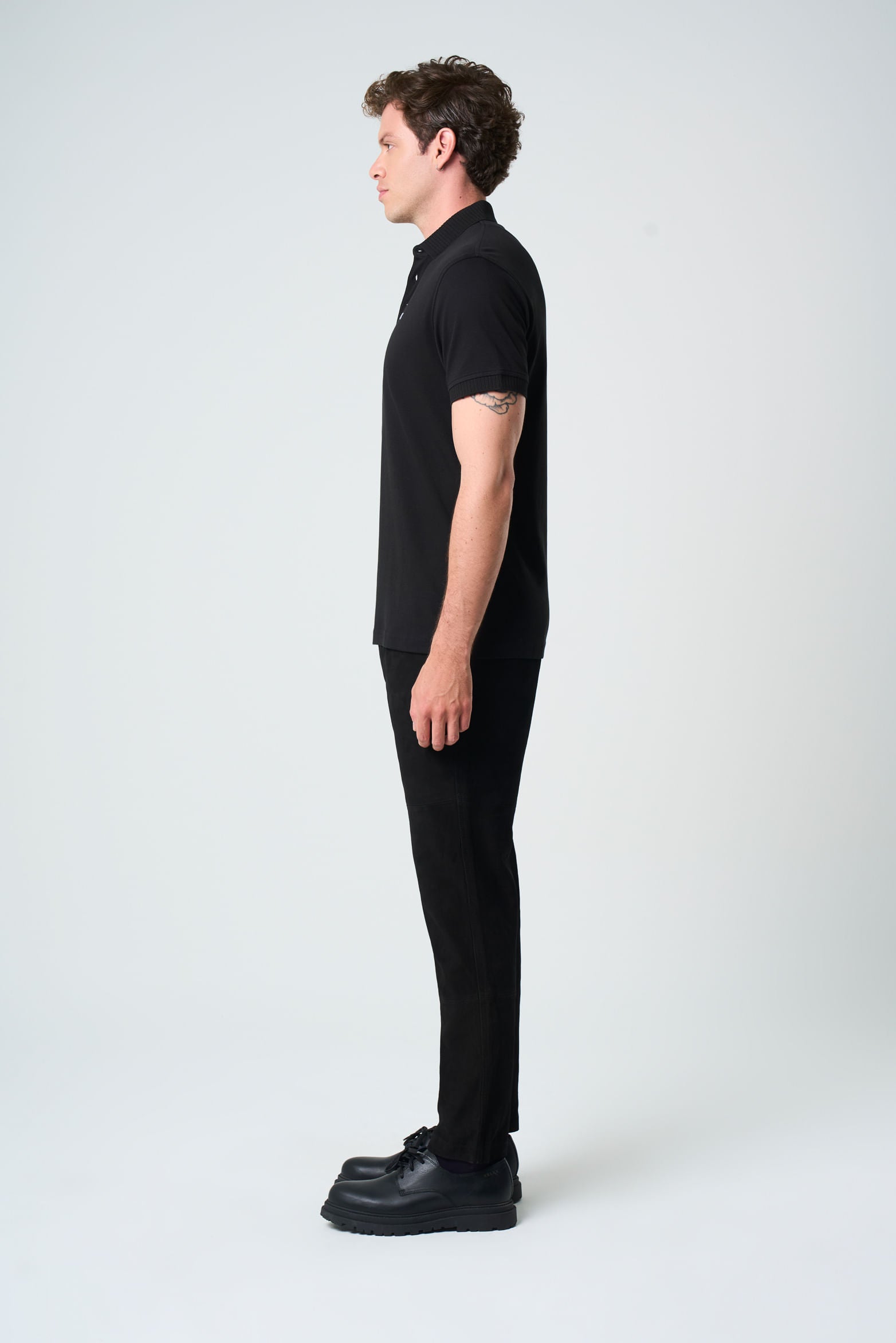 Alcor ShortSleeve Polo for Men with Ribbed Detail