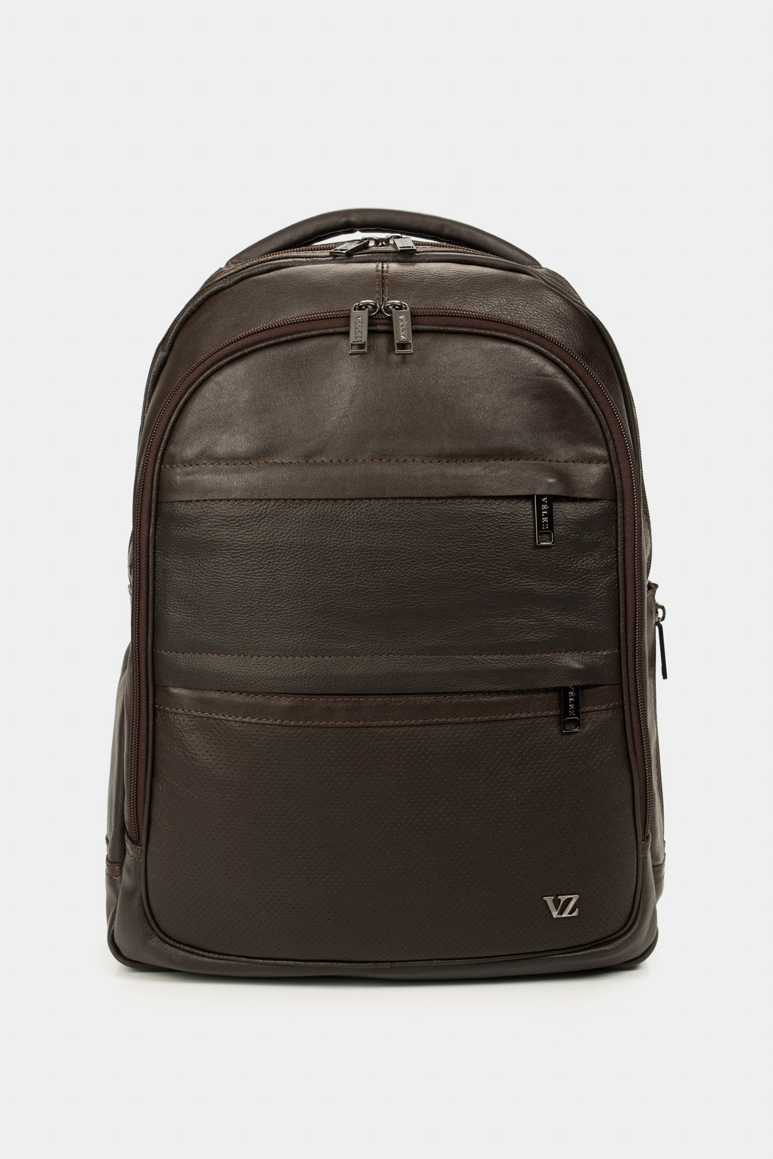 Men’s Multifunctional Backpack in Water Resistant Smooth Brown Leather
