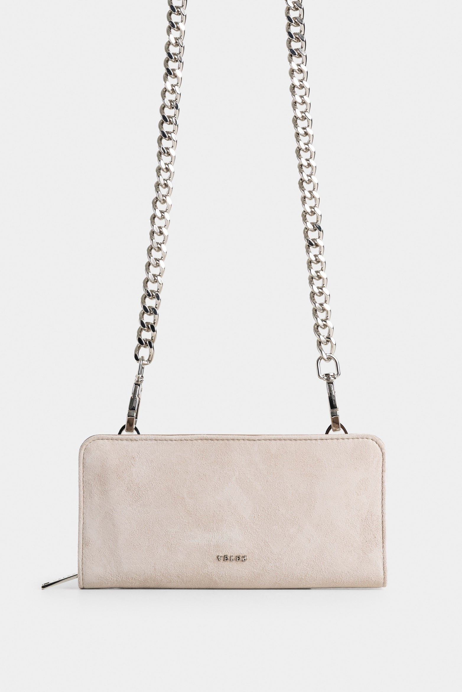 Angola Suede Leather Checkbook Holder for Women with Chain Strap