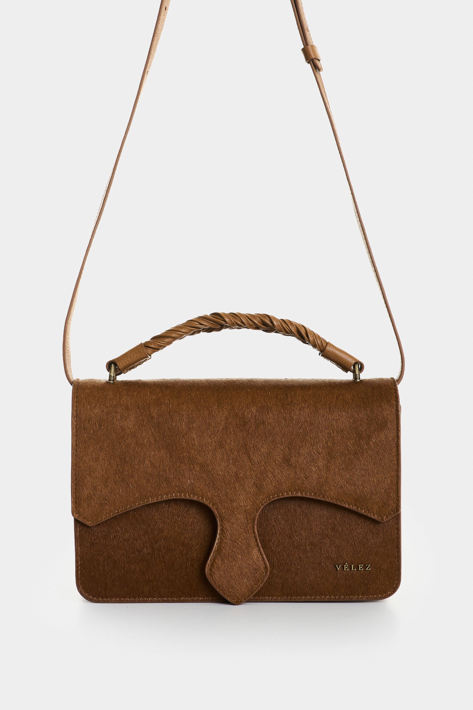 Garniel hair-on leather bowling bag for women